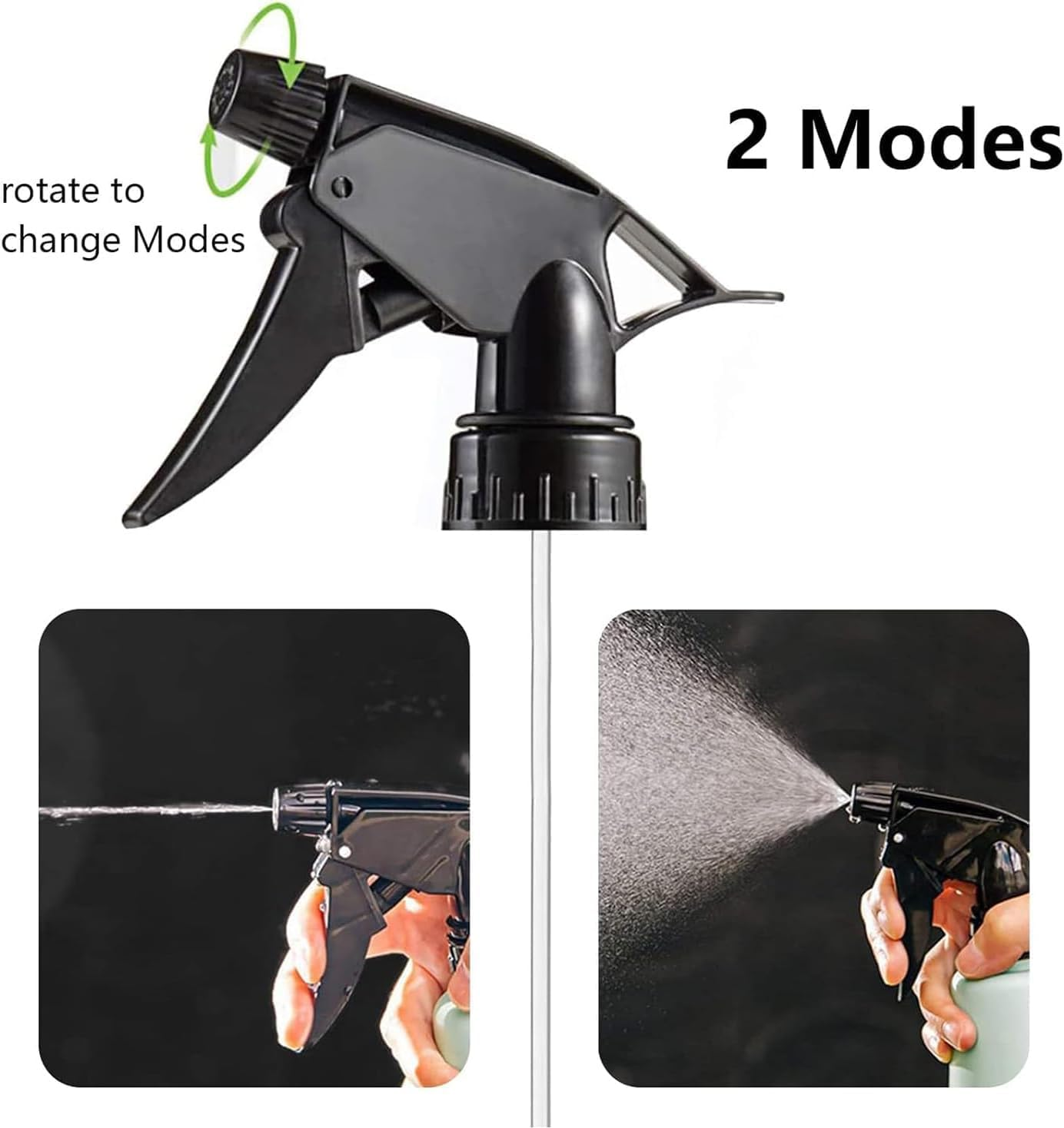 6Pcs Heavy Duty Trigger Sprayer Replacement Nozzles - 28-400 Spray Bottle Nozzle, Plastic Sprayer Tops, Standard Mist Spray Nozzle, Black - Black image number 6
