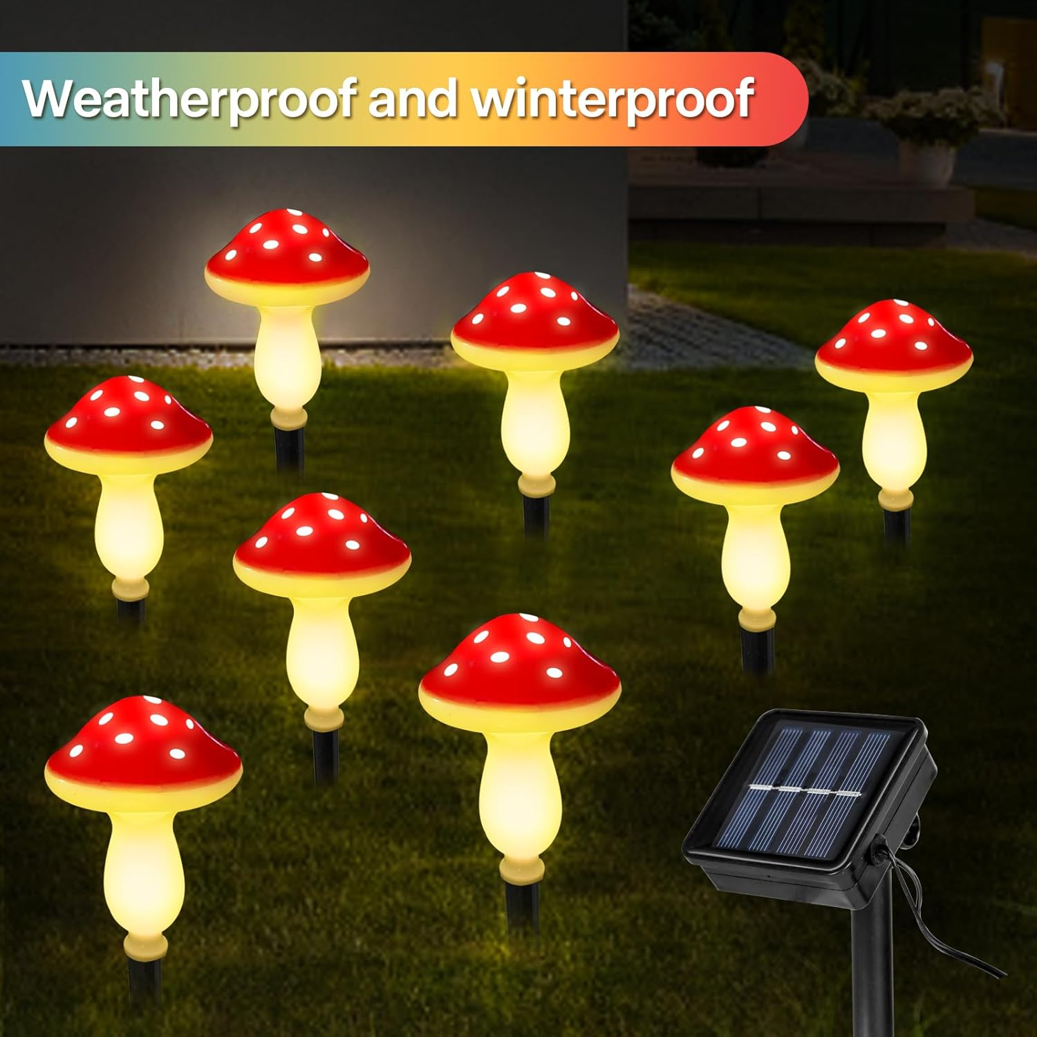 Pack of 8 Mushroom Solar Lights for Outdoor Garden, Garden Light, Waterproof Path Light, Solar Lights, Garden Decoration for Outdoors, Garden Decoration, Solar Lights for Outdoors, Solar