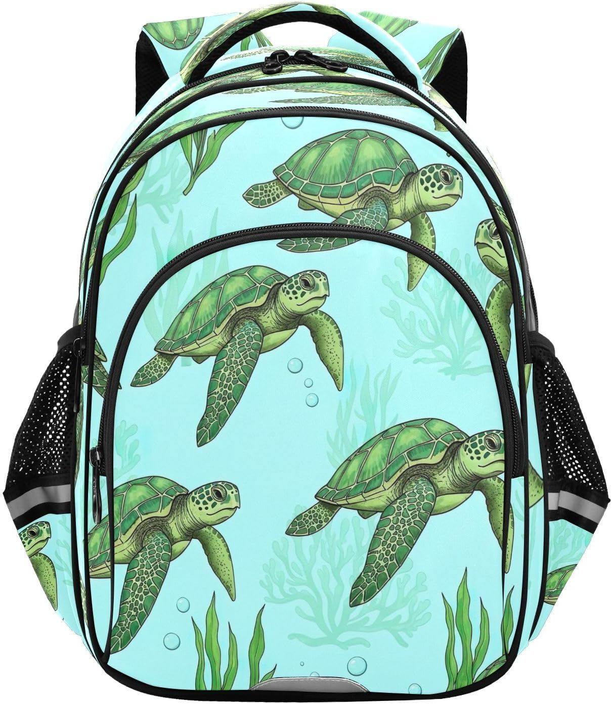 RPLIFE 15 Inch Kids Backpack for Girls Boys, Green Sea Turtles Ergonomic Backpack for Kids image number 6