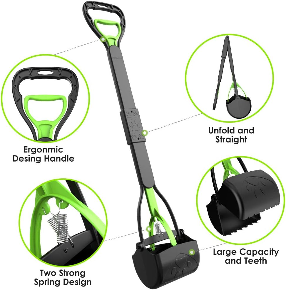 TIMINGILA 33" Long Handle Portable Pet Pooper Scooper for Large and Small Dogs,High Strength Material and Durable Spring,Great for Lawns, Grass, Dirt, Gravel image number 4