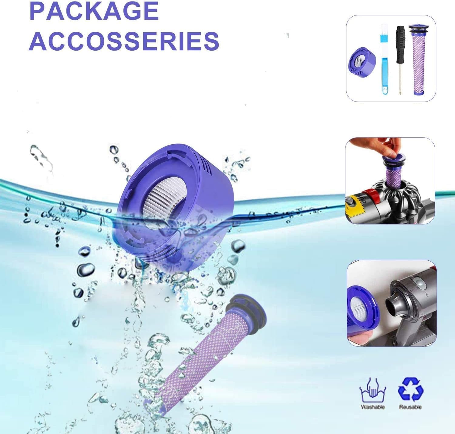 FLYLINKTECH 6000Mah V8 Battery Replacement for V8 SV10 Absolute Fluffy Animal Cord-Free Handheld Vacuum Cleaner with Installation Accessories image number 4