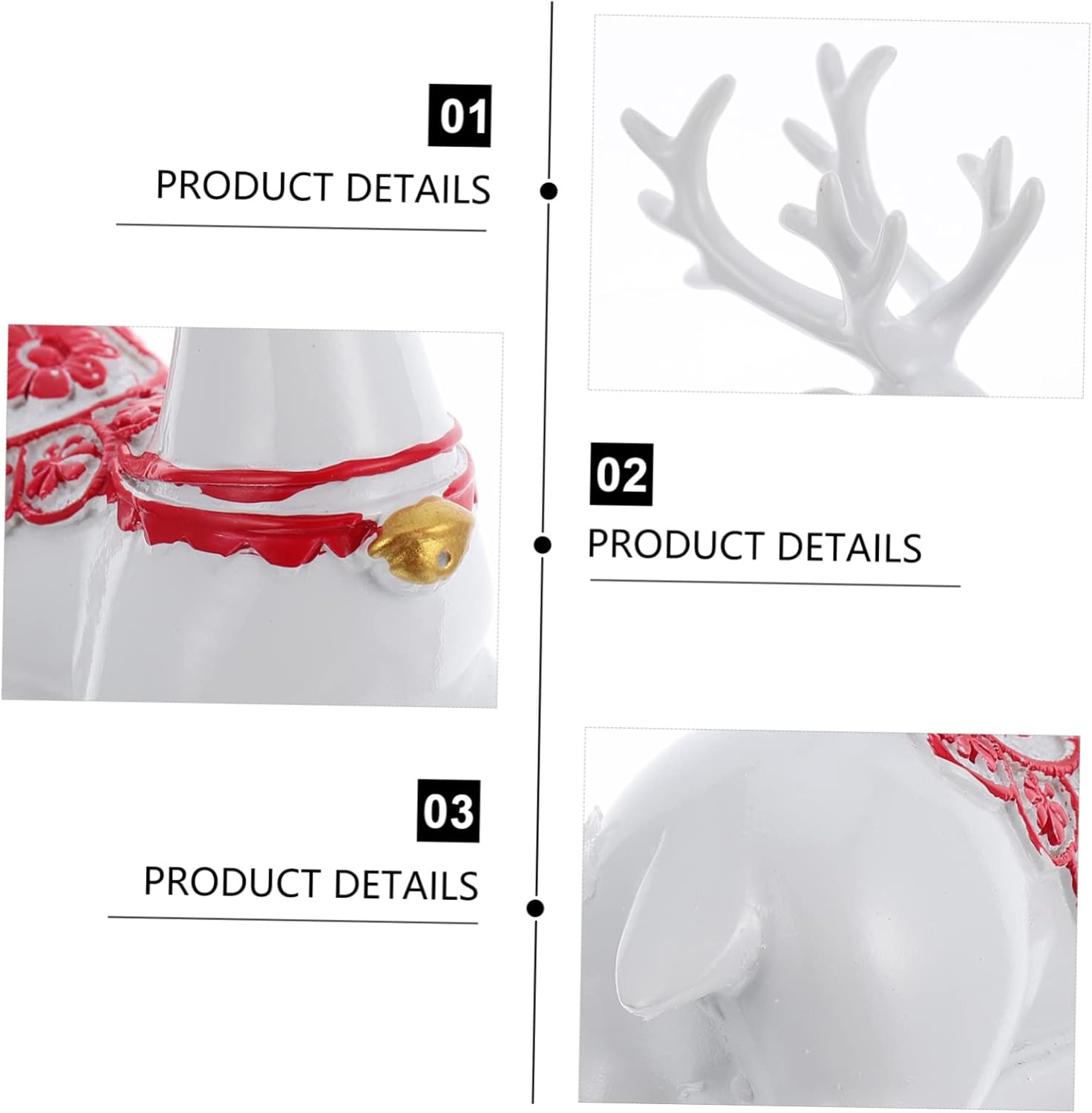 Elegant Deer Figurine Car Ornament Resin Car Decoration Auto Interior Accessory - White image number 6