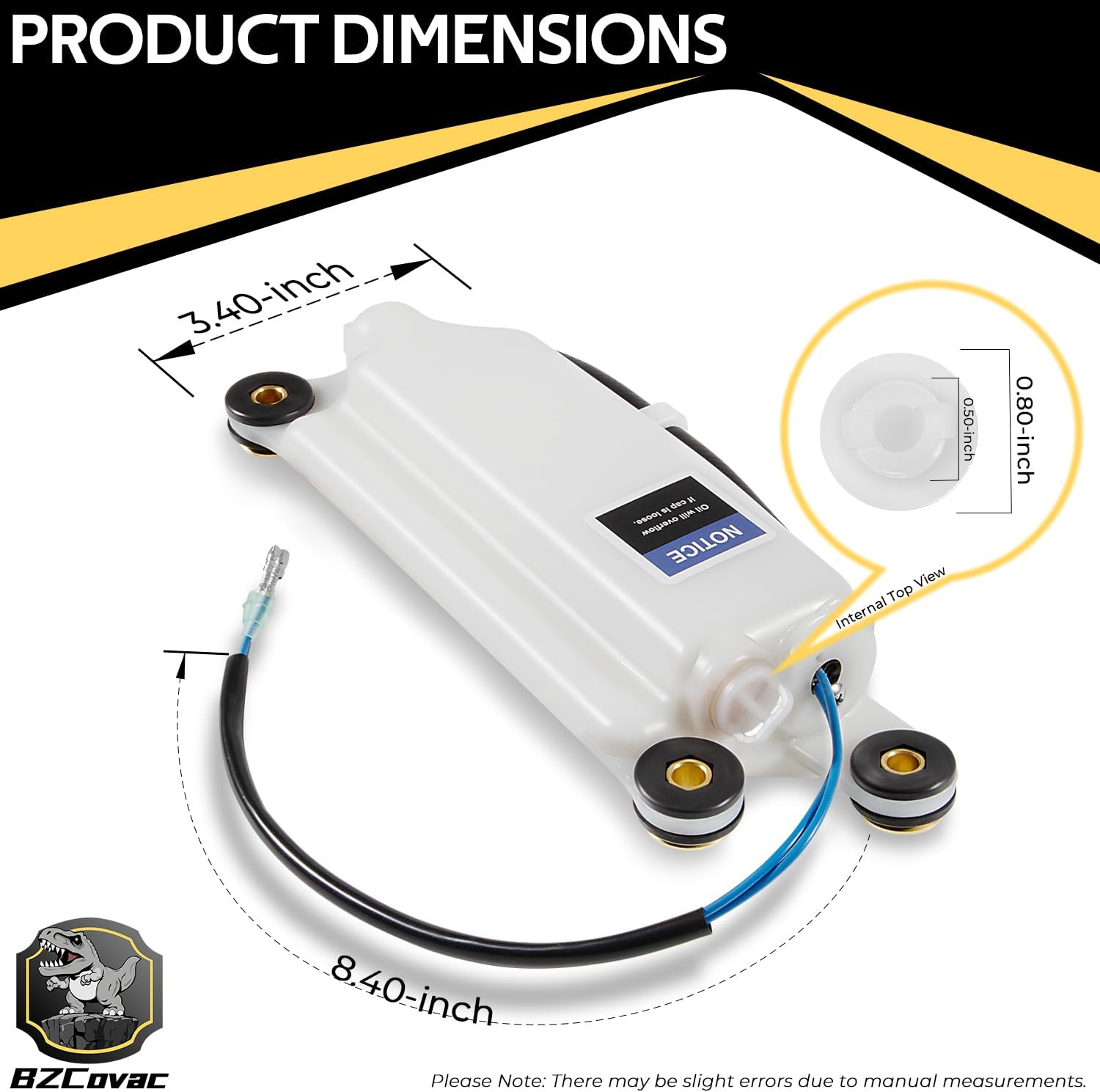833069T9 Oil Tank for Mercury Optimax and EFI Outboard Engines, 1200-8M0063190 Oil Reservoir image number 2