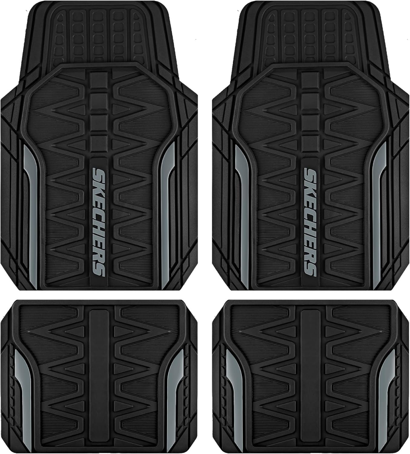 Skechers Car Floor Mats,Heavy Duty Rubber Car Mats Full Set,All -Weather Car Mats,Waterproof Trim-To Fit Universal Floor Liner Car Accessories,Automotive Floor Mats for Cars Trucks Suv,Red