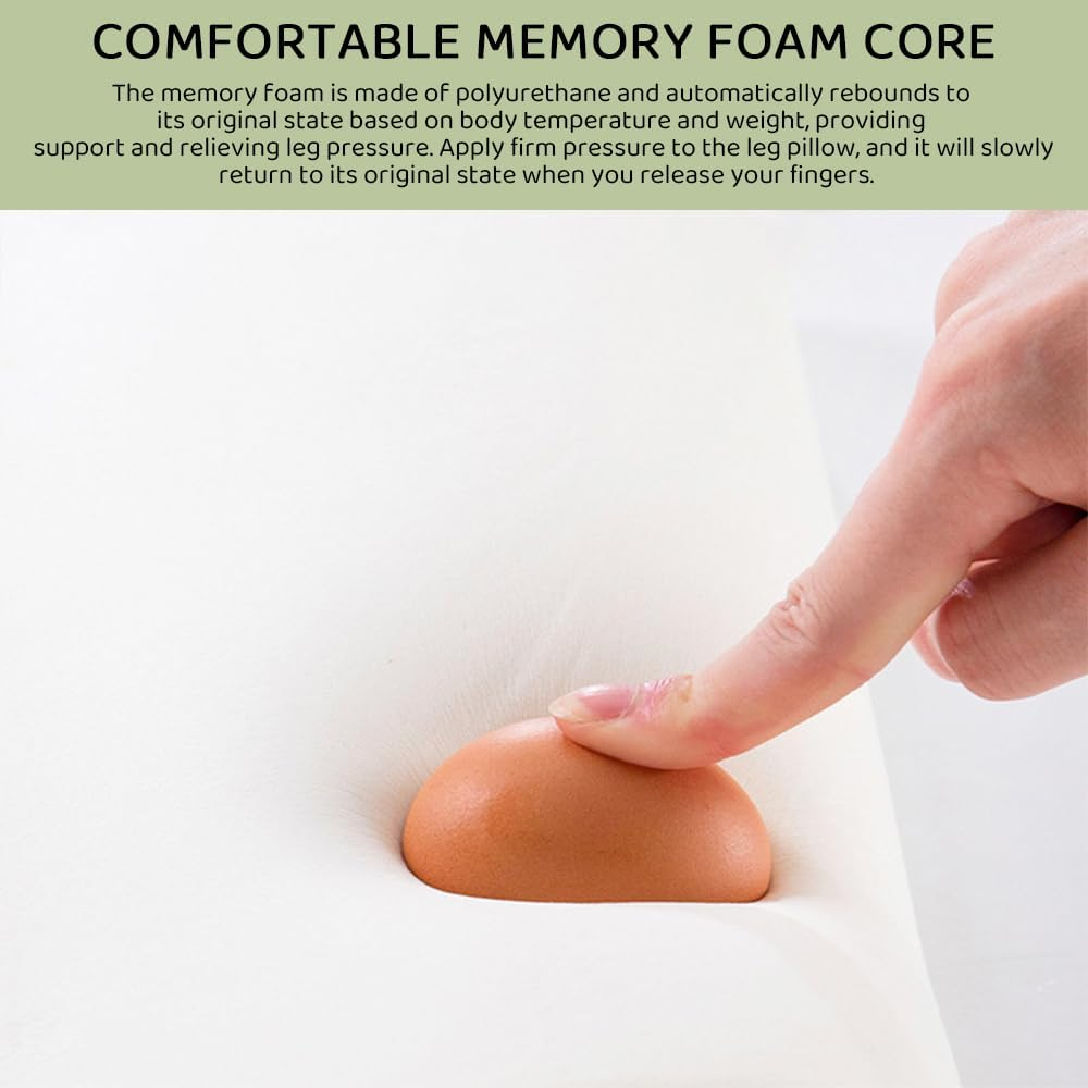 Memory Foam Knee Pillow for Sleeping, Leg and Foot Support Cushion, Knee, and Hip Pain, Multi-Position Leg Raiser, Light Green