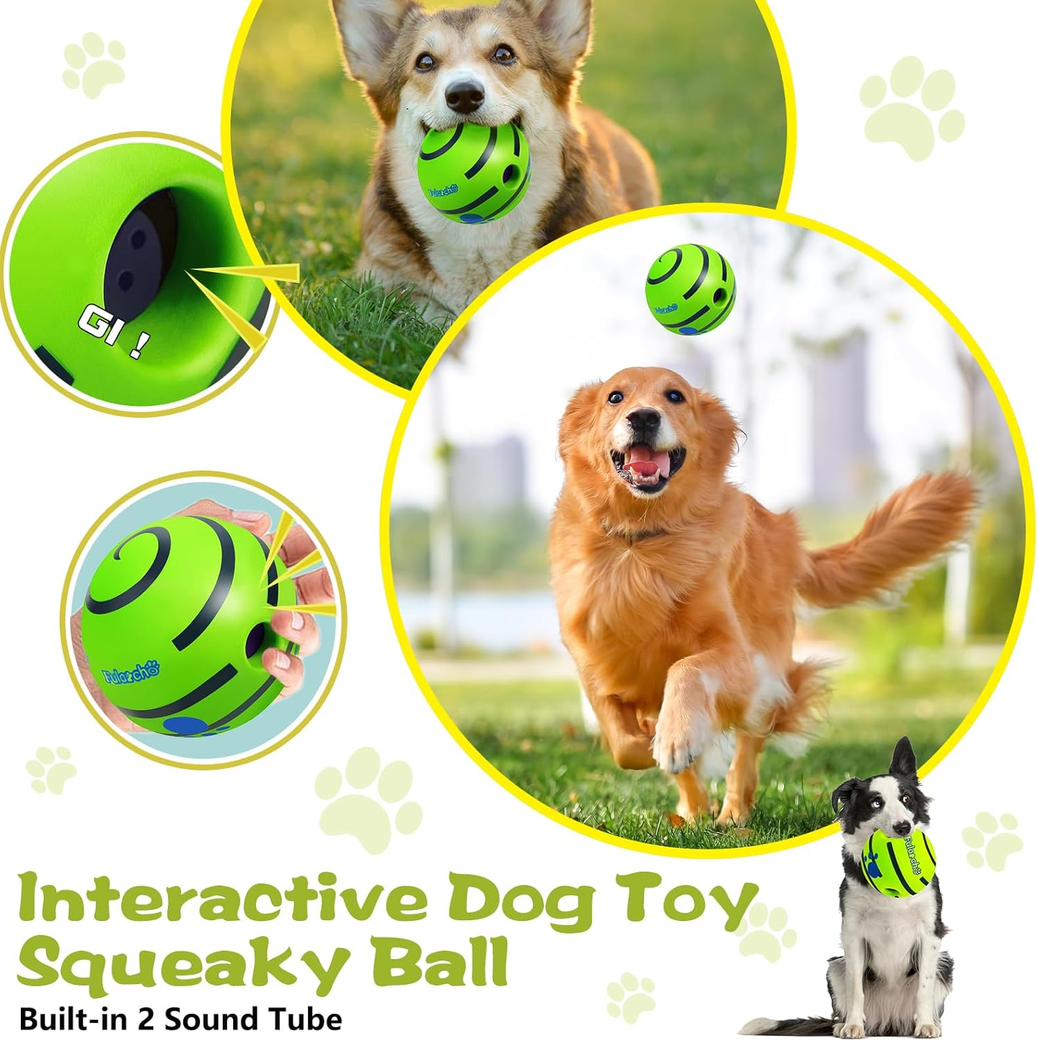 Dog Balls Interactive Dogs Ball for Large Dogs, 5.51Inch Dog Toy, Indestructible, Fun Squeaky Ball for Boring Training Teeth Cleaning image number 4