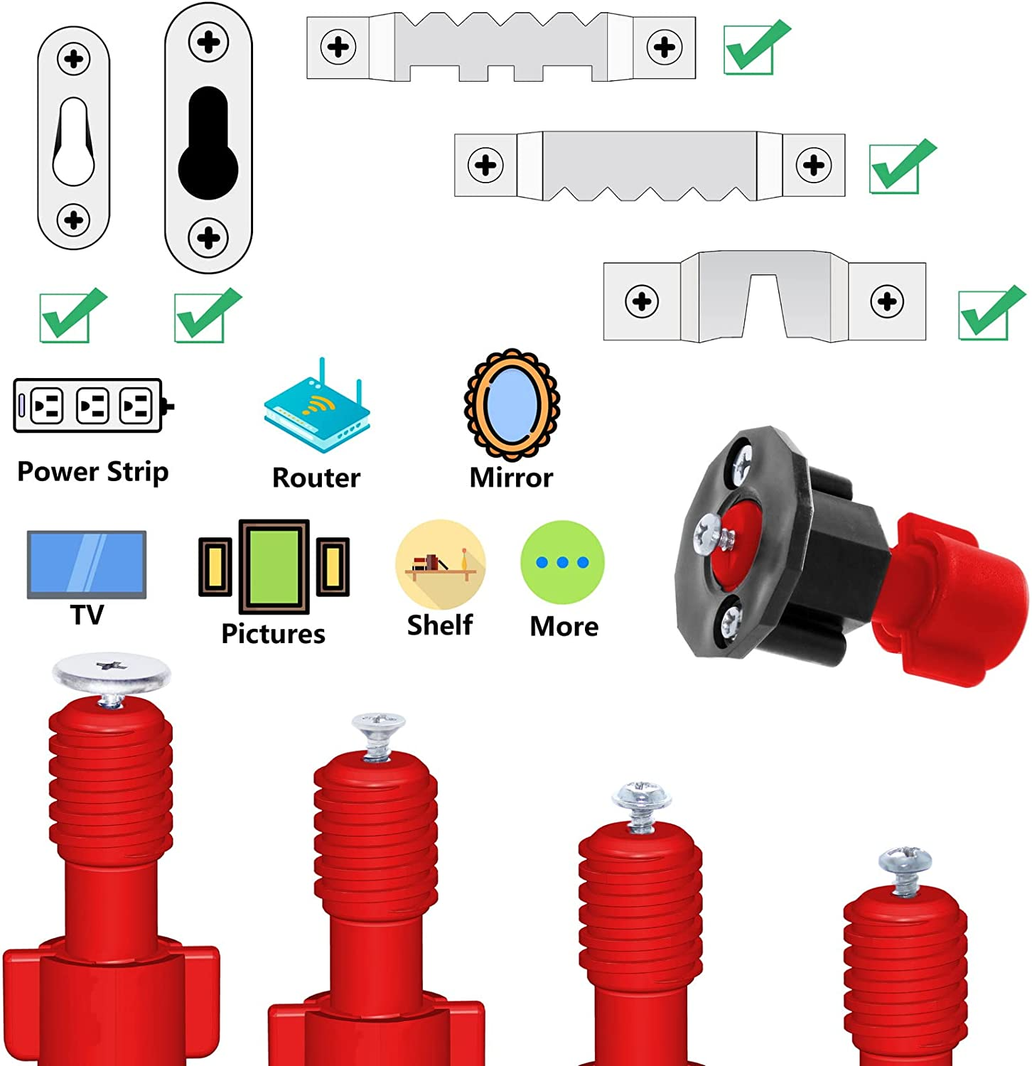ANFU Keyhole Marker, Keyhole Slot Marking Tool, Picture Hanging Marking Tool, Wall Mount Marker Tool with Mini Bubble Level for Mark Nail Hole Frames Location (Red) image number 5