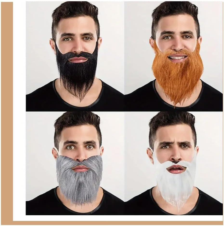 4PCS Hallowee Fake Beards,False Beard Funny Fakes Mustache for Christmas Halloweens Costume Party