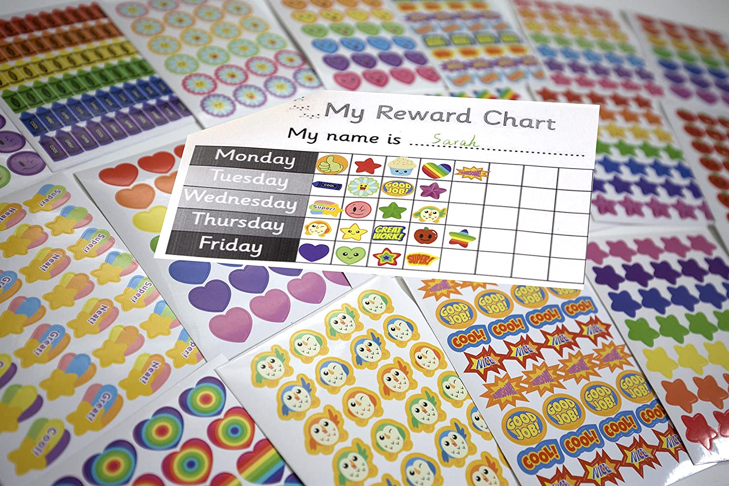 Youngever 5800 Pcs Teacher Stickers for Kids, Reward Stickers Mega Variety Pack, Incentive Stickers, 18 Design Styles Including 3D Heart, Face, Star, Owl, Cupcake image number 4