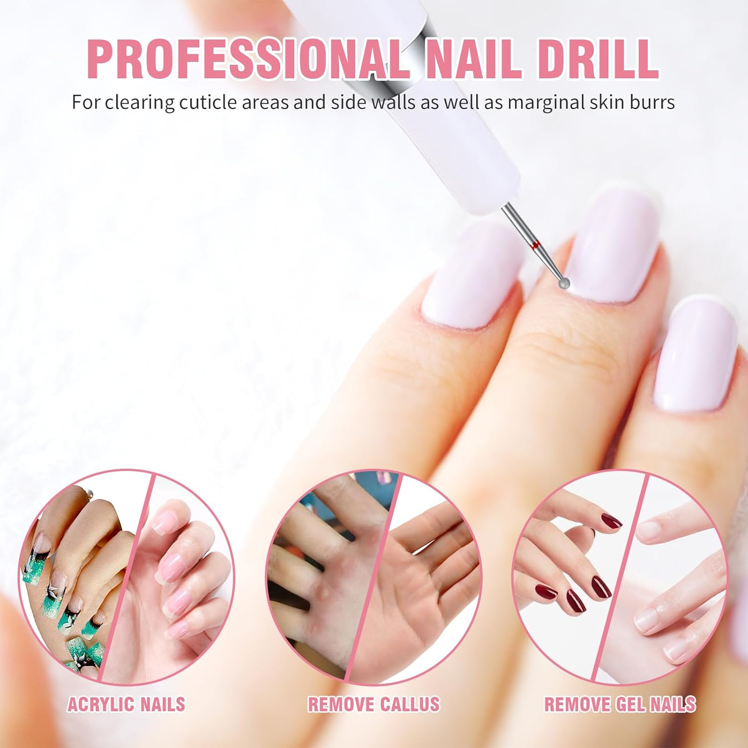 FULINJOY 10 Pieces Nail Drill Bits, Ball Head 3/32'' Cuticle Clean Nail Bit for Electric Nail File Machine, for Acrylic Manicure Pedicure Cuticle Gel Polishing, Nail Salon Supply (5 Sizes) image number 4