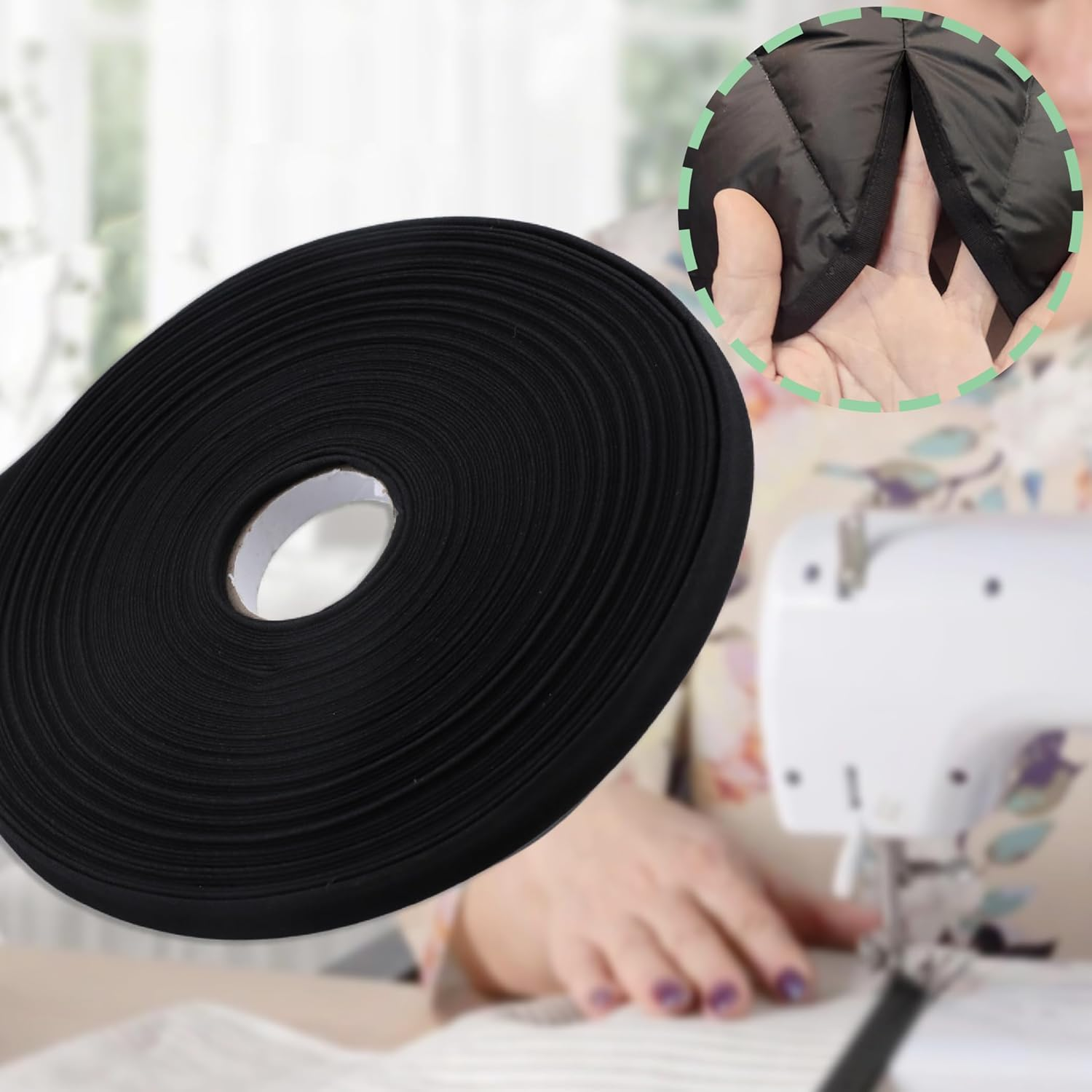 1/2 Inch Double Fold Bias Tape, 30 Yards Bias Binding Tape Fabric Tape for Sewing Piping Hemming Quilting Seaming(Black) image number 5