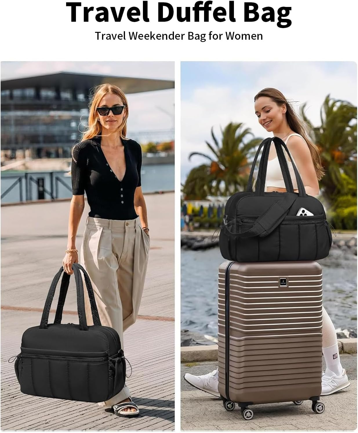 Rhoyee Gym Bag, 20L Travel Duffel Carry-On with Wet Pocket & Shoe Compartment, Lightweight Water-Resistant Weekender Tote for Sports, Work, Yoga, Hospital, and Overnight Trips &ndash; Black image number 4