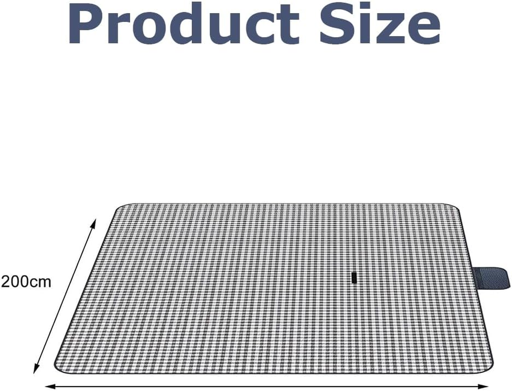 Picnic Blanket Waterproof Extra Large, Foldable Beach Mat Portable Picnic Rug, Multi-Purpose Camping Rug, for Garden, Balcony, Backyard, Beach (Blue, 200X200Cm) image number 2