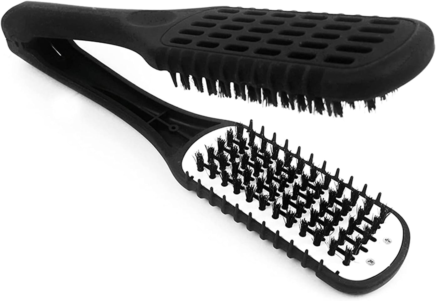 Ccbeauty Boar Bristles Clamp Hair Brush Hair Straightener Clamp Comb Hair Detangler Brush Hair Styling Tool Double Sided Brush for Hair