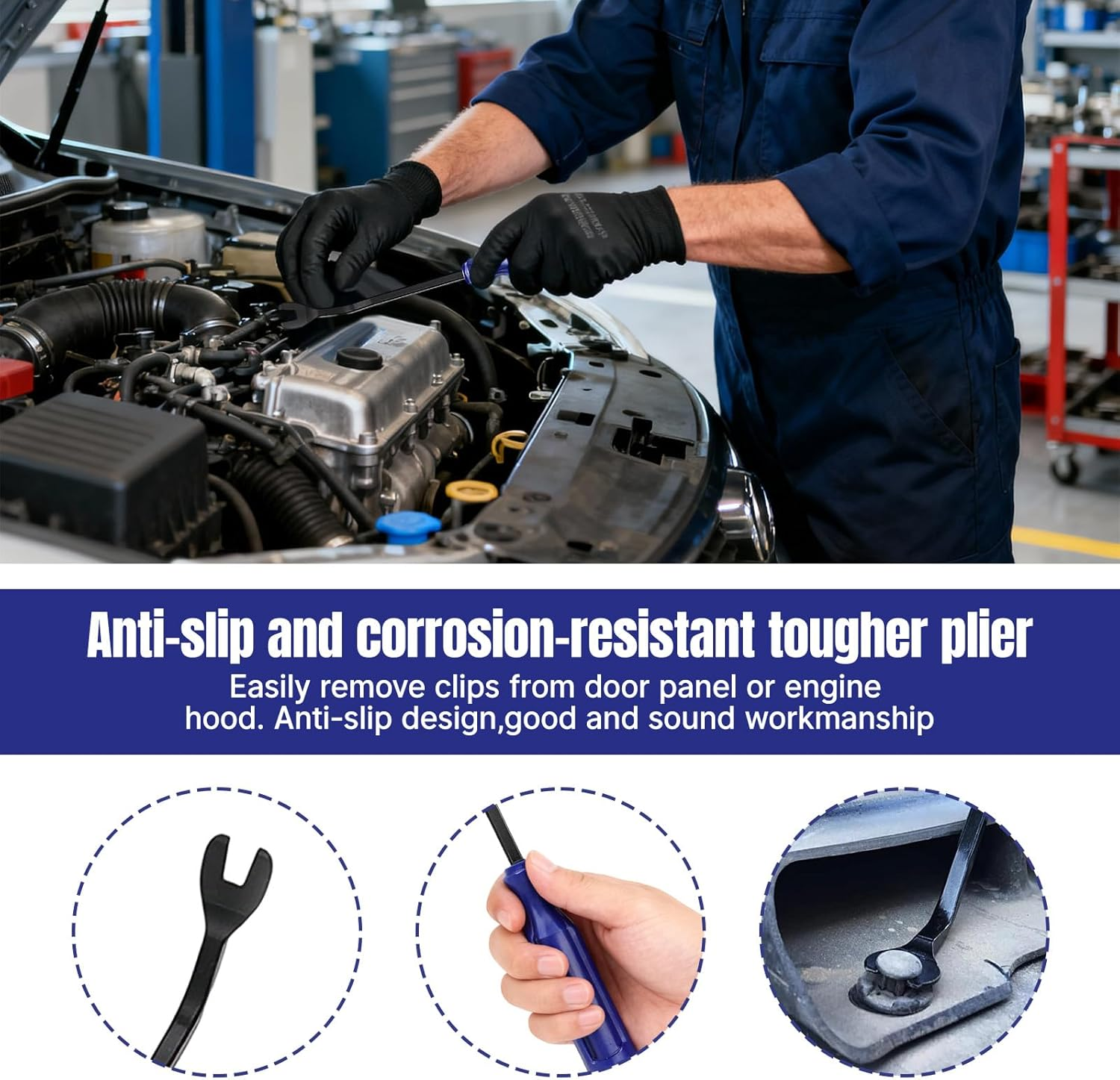 5 Packs Car Trim Removal Tool Kit, Automotive Pry Tool Set with No Scratch Plastic Pry Bar for Interior Panel, Door, Window, Dashboard, Fastener & Molding Removal image number 3