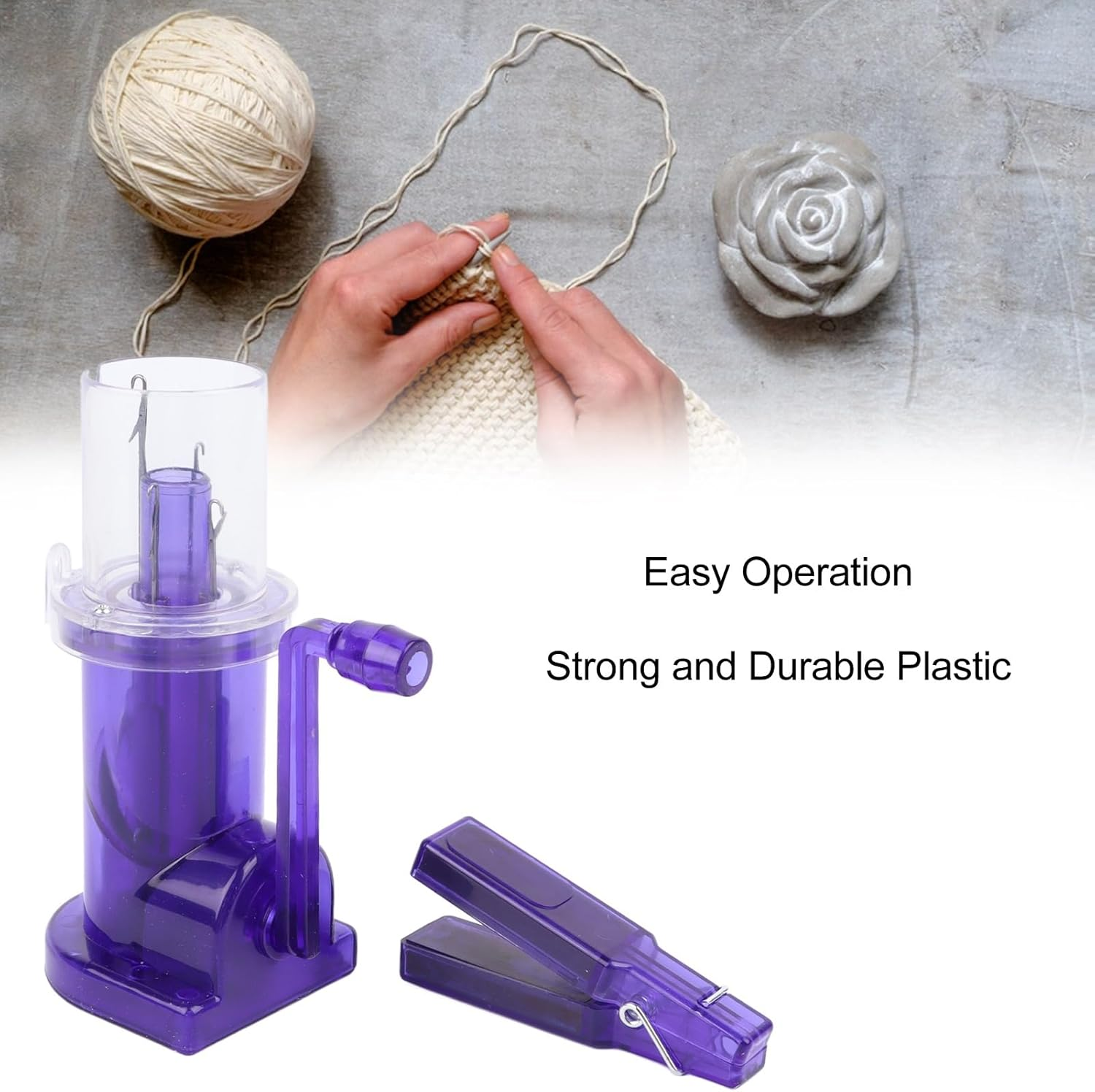 Embellish Knit Machine, Plastic Easy Manual Spool Knitter with Hand Crank, Lightweight Portable Weaver Knitting Tool for DIY Craft Ornament Garment Clothes image number 5