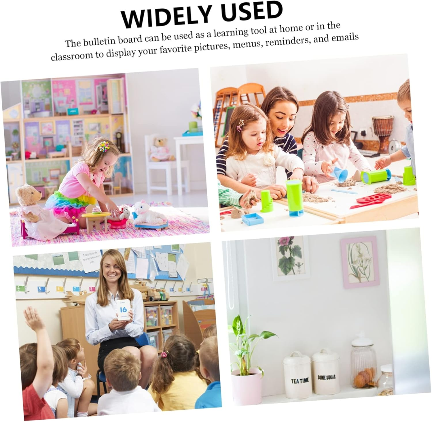 Tofficu Children DIY Memo Bulletin Board 30X30Cm Hexagon Cork Photo Message Board Wooden Frame for Classroom and Home Display image number 6