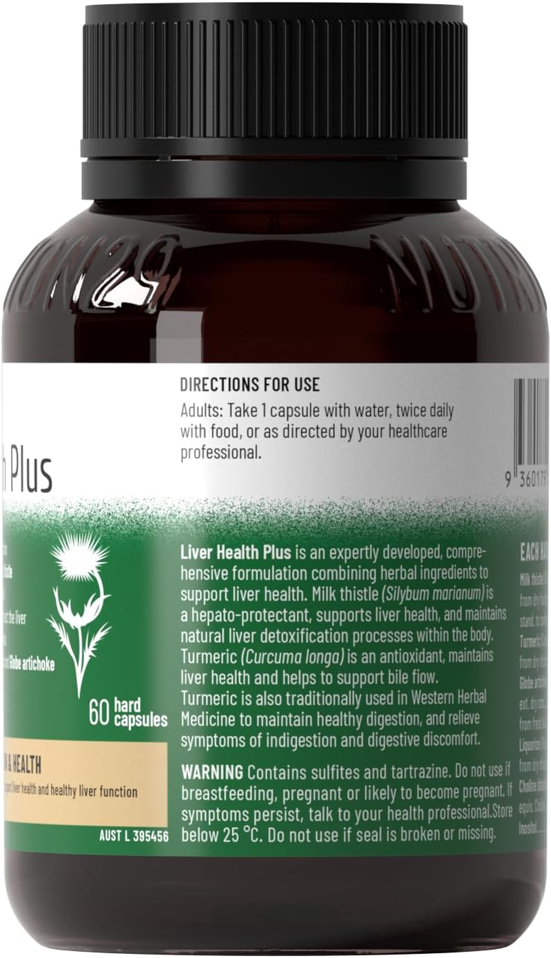 Liver Health plus with Milk Thistle Turmeric & Artichoke NEW Formula with Licorice, Choline & Inositol 60 Capsules Liver Support & Detox Supplement image number 1
