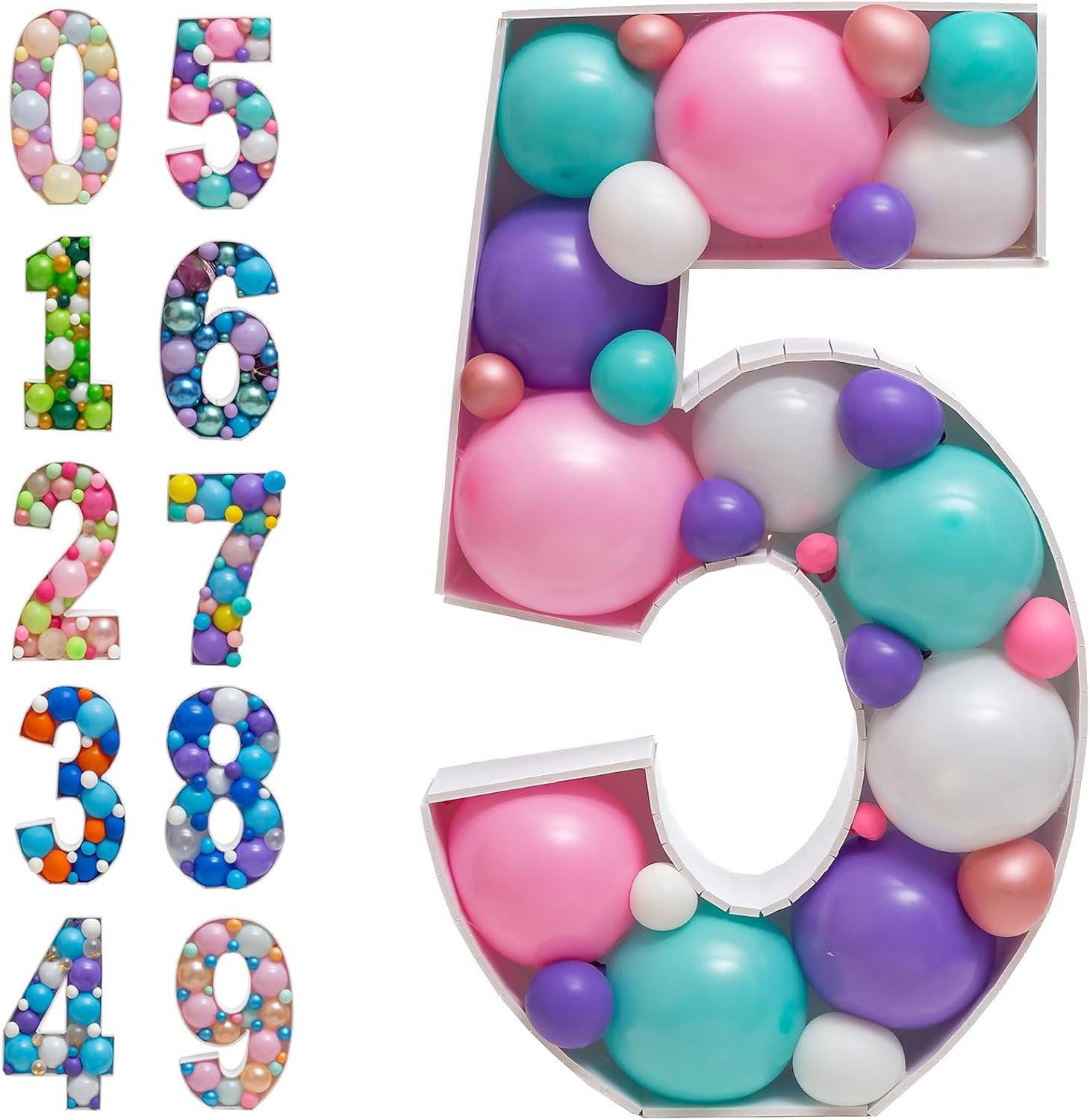 Joybox Design Mosaic Balloon Frame Light up Marquee Pre-Cut Kit Number 1 Cut-Out Extra Large Foam Board First Birthday Backdrop 1St Birthday Boy Girl Party Anniversary Decorations - Number 0 image number 7