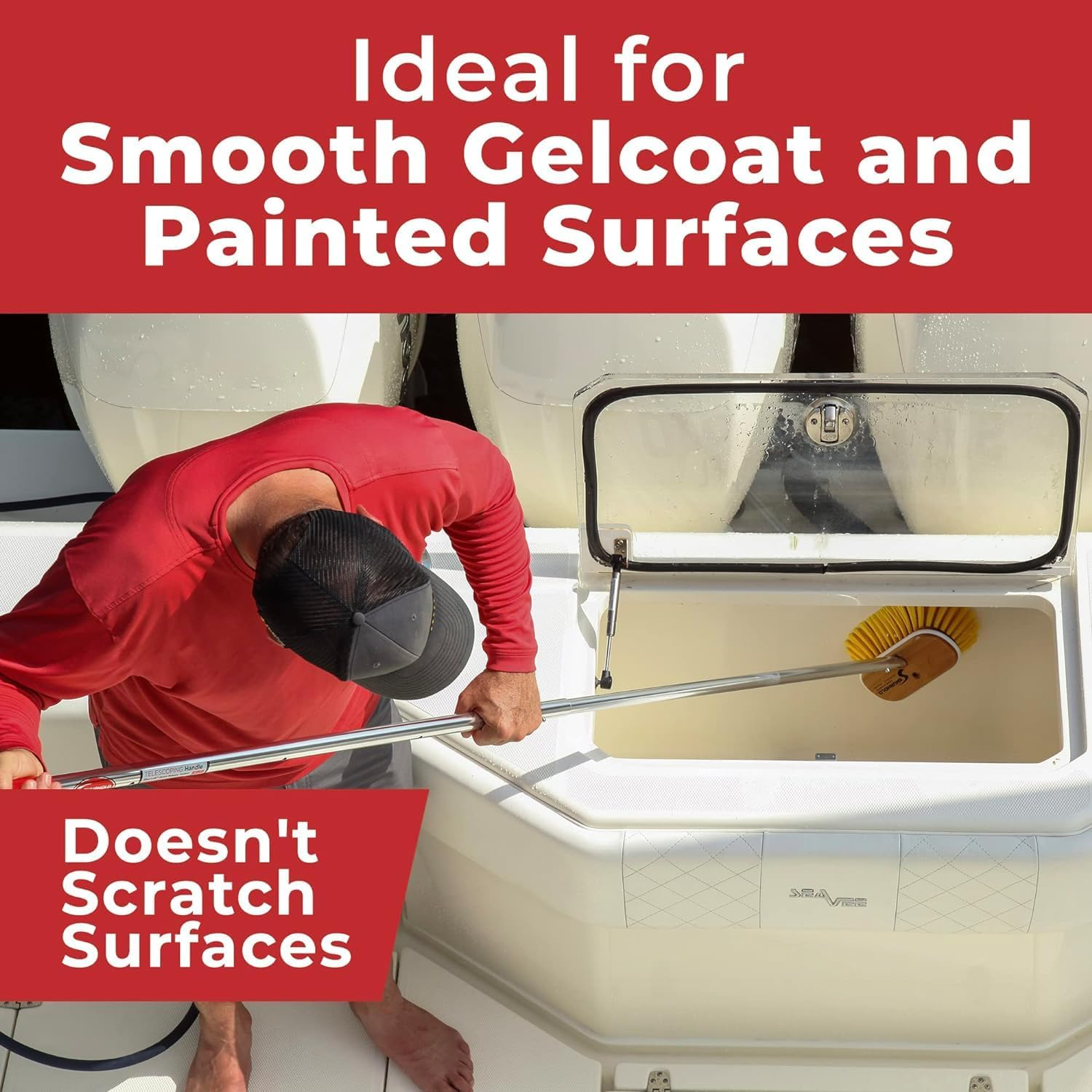 Shurhold 960 6" Deck Brush with Soft Yellow Polystyrene Bristles image number 5