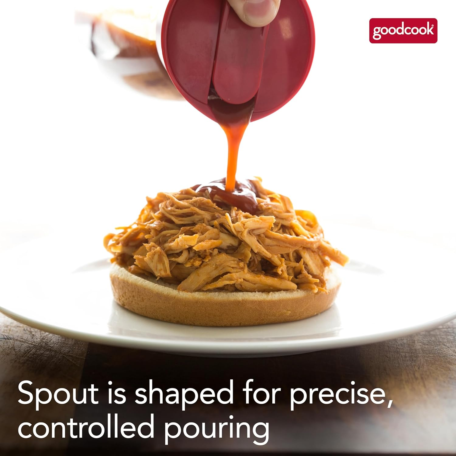 Goodcook 12 Oz. Glass Syrup Dispenser with Lid, Clear/Red