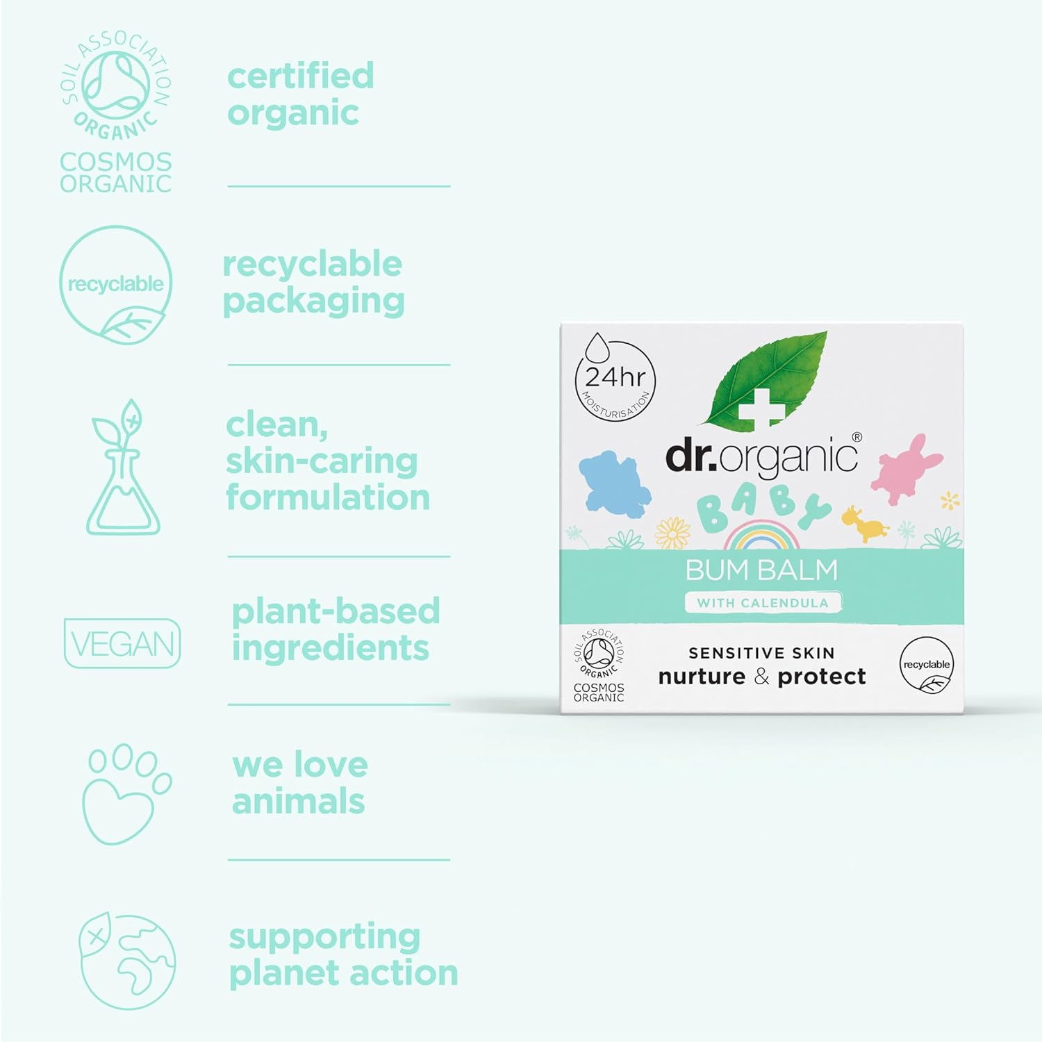 Dr Organic Baby Bum Balm with Calendula, Nappy Rash Cream, Sensitive Skin, Lanolin, Natural, Vegan, Dermatologically Tested, Cruelty-Free, Paraben & SLS Free, Certified Organic, 50Ml