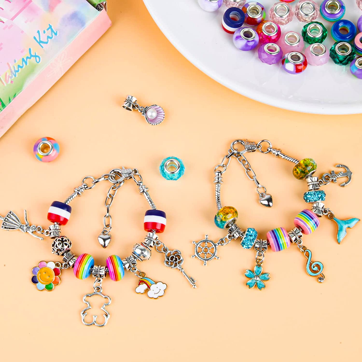 Bracelet Making Kit for Girls, 138Pcs Charm Kids Jewellery Making Kits, DIY Jewelry Making Gifts Set for Girls Age 6 7 8 9 10 11 12 Year Old image number 5