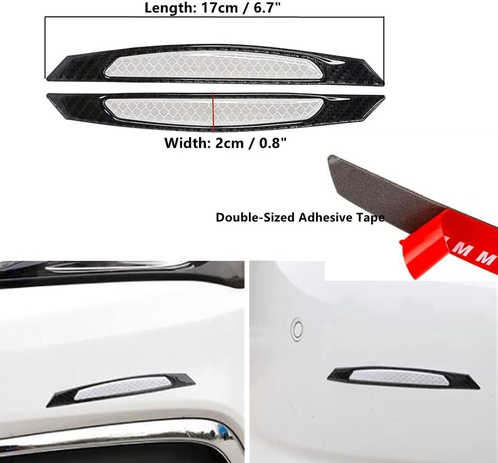 Universal 4Pcs Reflective Car Door Edge Guard Stickers Carbon Fiber Auto Car Door Edge Bump Protector Sticker for Car SUV Pickup Truck (White) image number 4