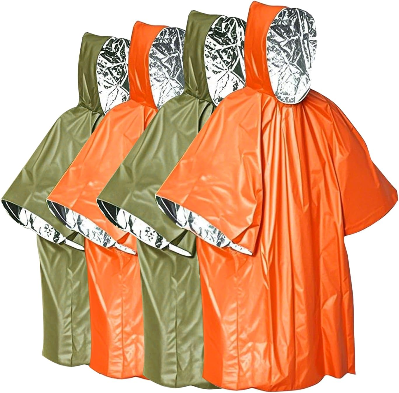 Survival Kit Emergency Blanket & Poncho - Waterproof Windproof Rain Poncho with Mylar Liner for Camping & Hiking Equipment, Outdoor Gear, Car Emergencies（4 Pack）