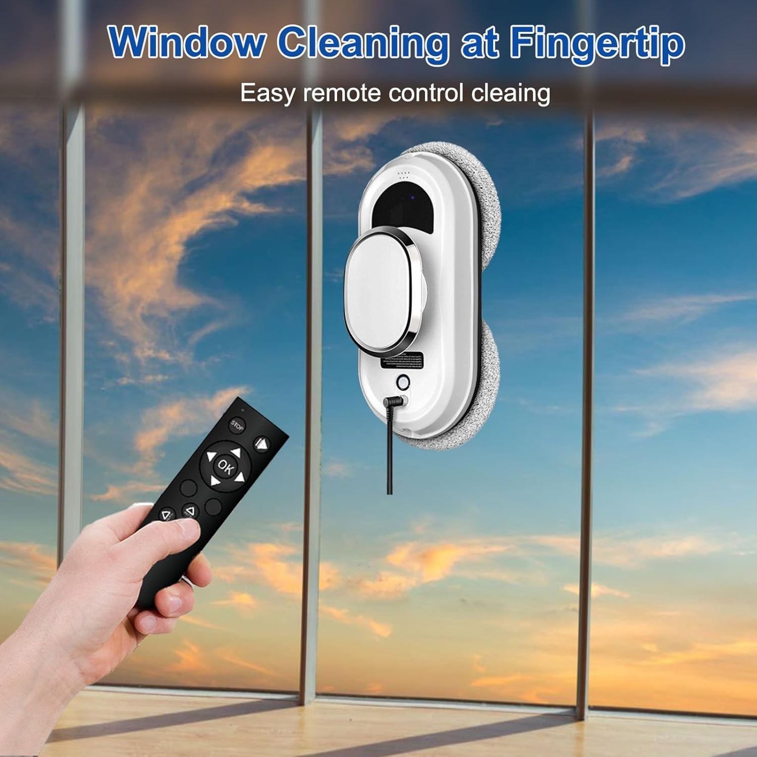 SAILESI Window Cleaner Robot, 5600Pa Strong Suction Window Automatic Cleaning Robot, Smart Path Planning, Powerful Dual Spinning Mop, Remote Control, Dual Safety Protection for Effortless Cleaning image number 5