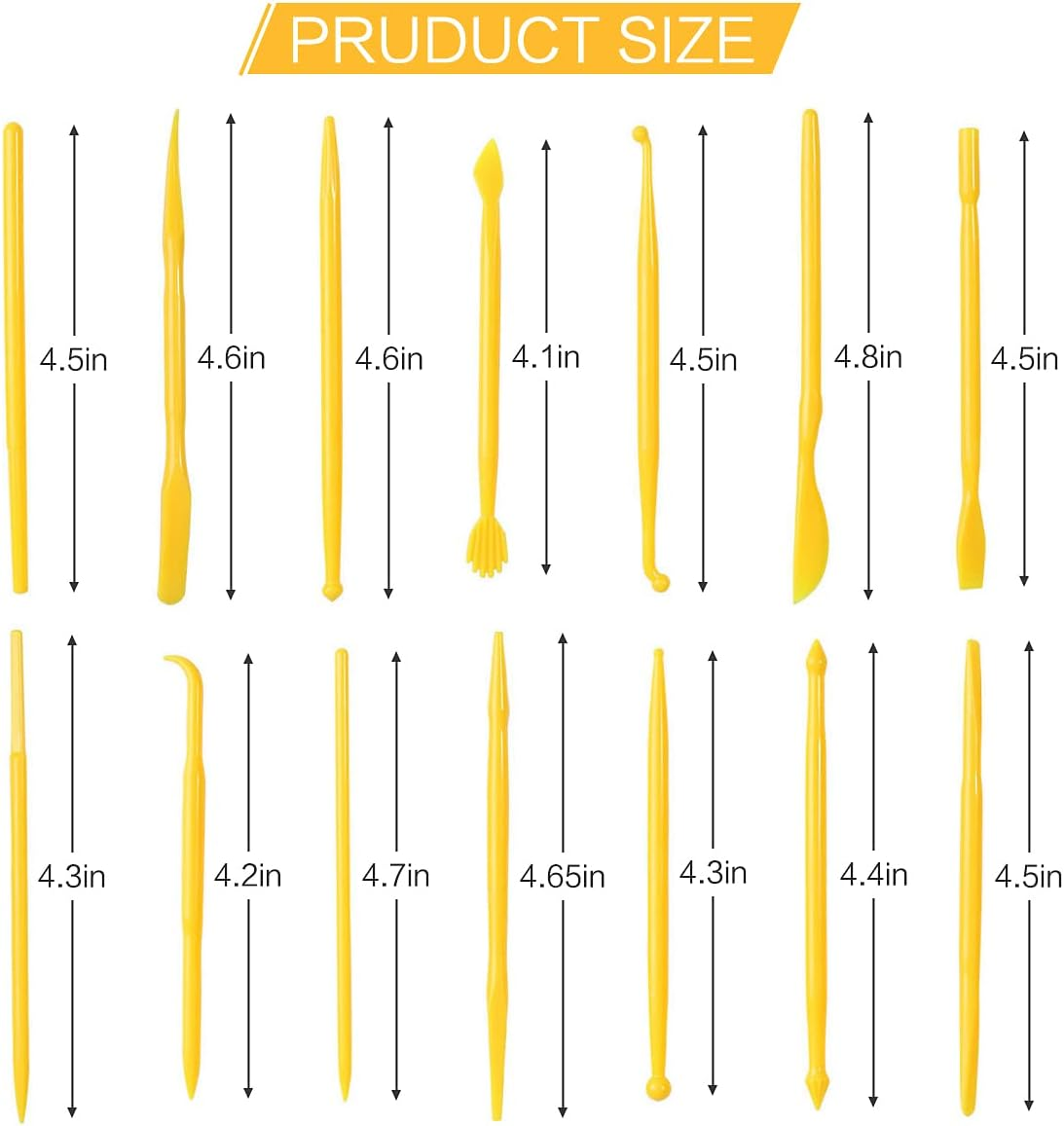 Clay Tools, 14-Piece DIY Plastic Polymer Carving Set Clay Kit Pottery Modeling for Carving, Styling, Embossing, Suitable for Children Adults