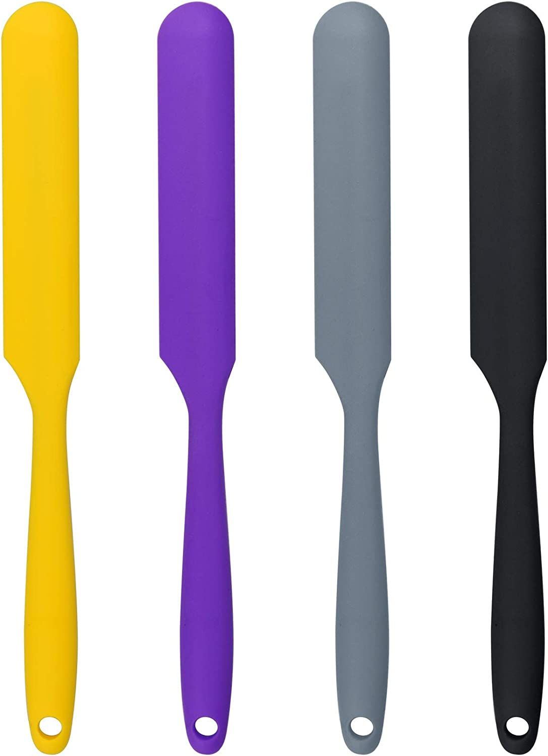 4Pcs Silicone Spatula Set Heat Resistant Cake Cream Butter Spatulas Mixing Batter Scraper Non-Stick Flexible Baking Cooking Tool 4 Colors (Mix Color-3)