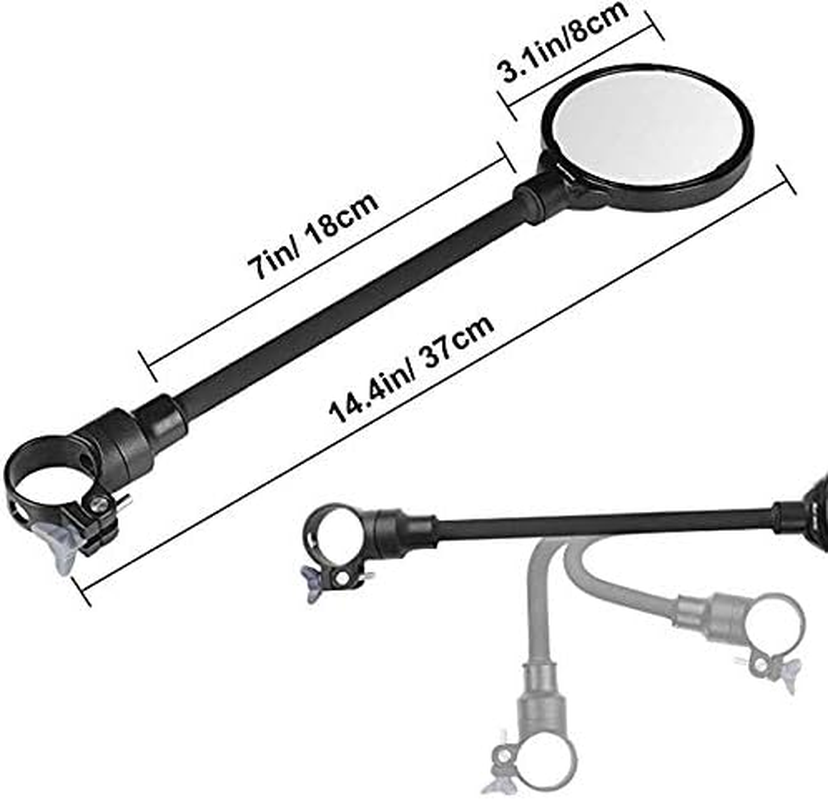 Bike Mirrors Handlebar Mount, Adjustable Rotatable Bike Rear View Glass Mirror, Wide Angle Acrylic Convex Safety Mirror Universal for Mountain Road Bike,Electric Vehicle, Motorcycle image number 6