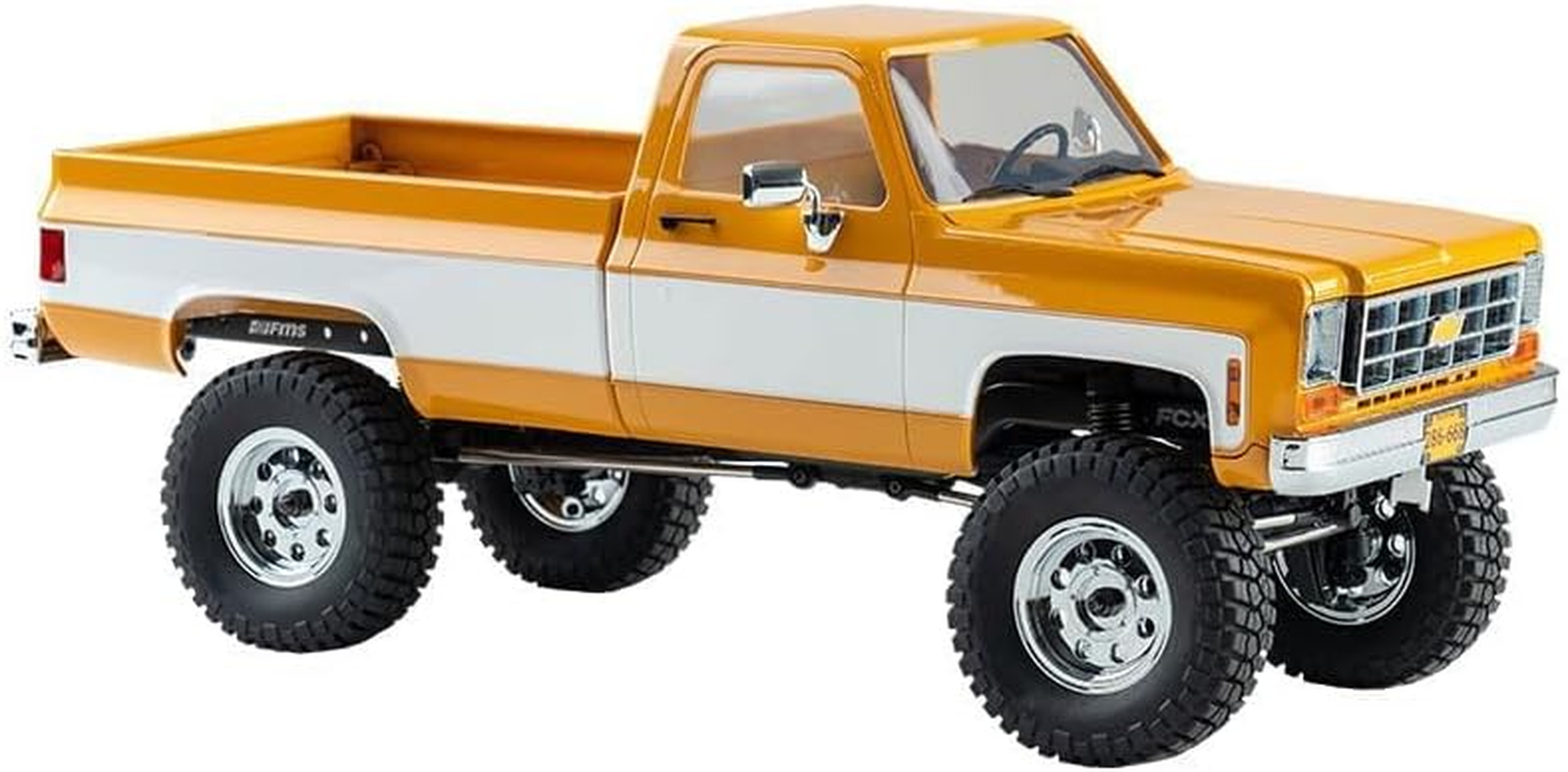 FMS 1/18 Chevrolet K10 RC Truck FCX18, Officially Licensed 4WD 2.4Ghz RC Crawler 2 Speeds Switch with 900Mah Battery and LED Lights, Off-Road RC Model for Adults (Yellow) image number 5