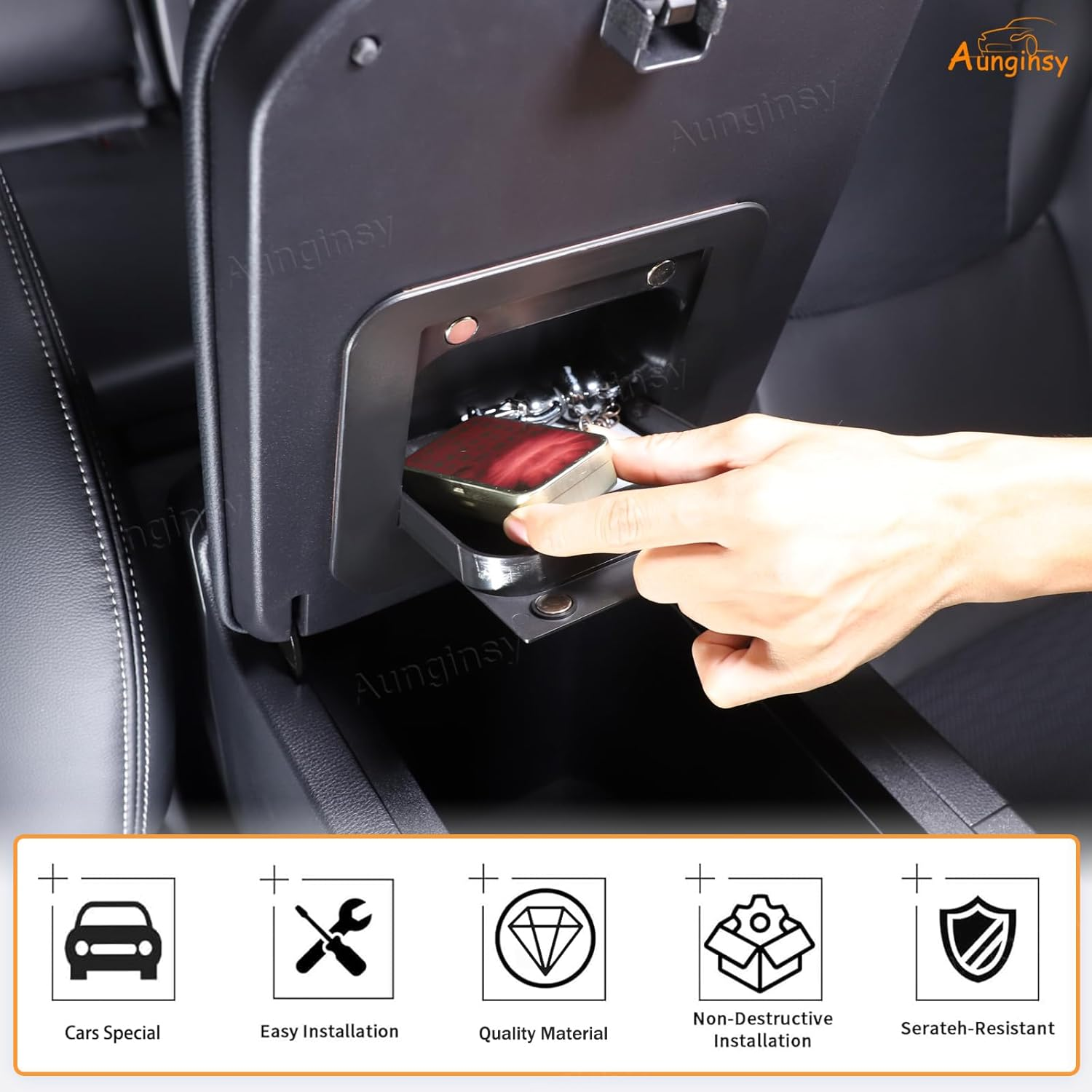 Car Armrest Hidden Storage Box Fit Toyot@ Land Cruiser 250 Prado 2024 2025 Center Console Handrail Privacy Storage Box Organizer Tray Armrest Storage Box Container Insert Pallet Manager Accessories image number 2