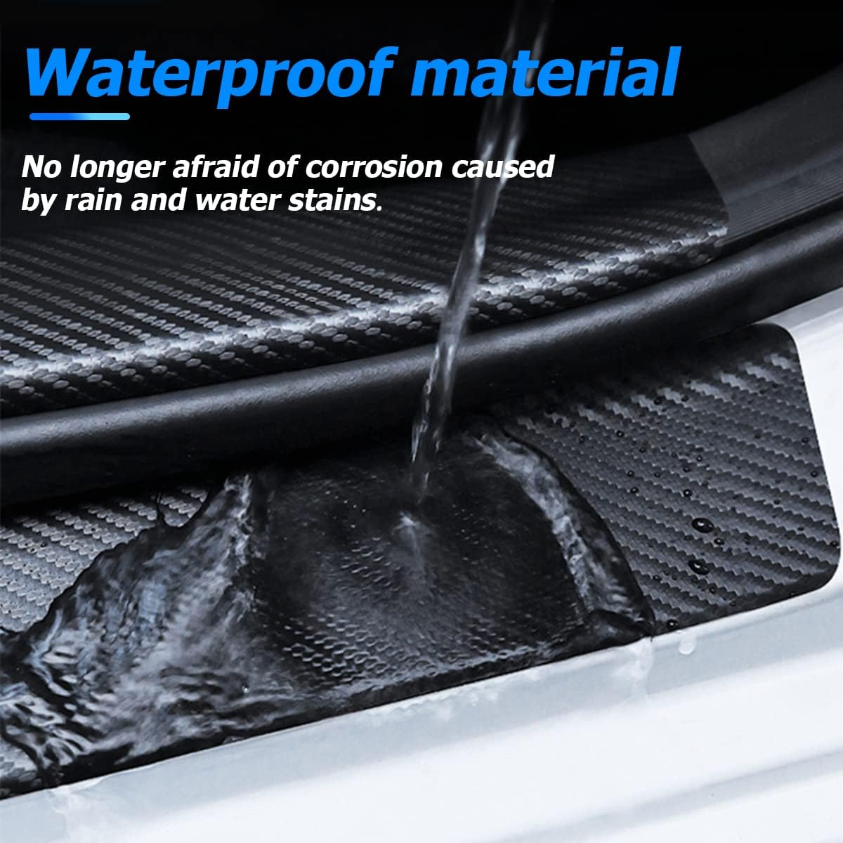 AUCELI 4PCS Car Door Sill Protector and 1PCS Rear Bumper Guard, Carbon Fiber Anti-Scratch Cover Strips, Trunk Door Entry Edge Protection Sticker, Auto Accessories Universal for Most Vehicles image number 3