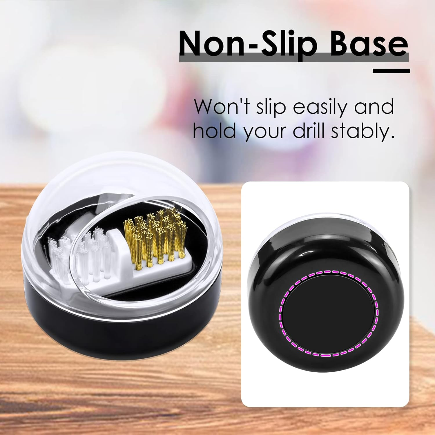 AMAZDIP Nail Drill Bits Cleaning Brush Case-Double Head Steel Wire Brush and Nylon Brush for Cleaning Carbide/Ceramic Nail Drill Bits-Black image number 4