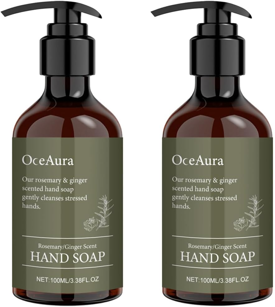 AIMALL 2PCS Rosemary Ginger Foaming Hand Wash &ndash; 100Ml Hydrating Antibacterial Hand Soap with Glycerin for Daily Hand Hygiene, Easy Rinse Formula for Adults and Kids