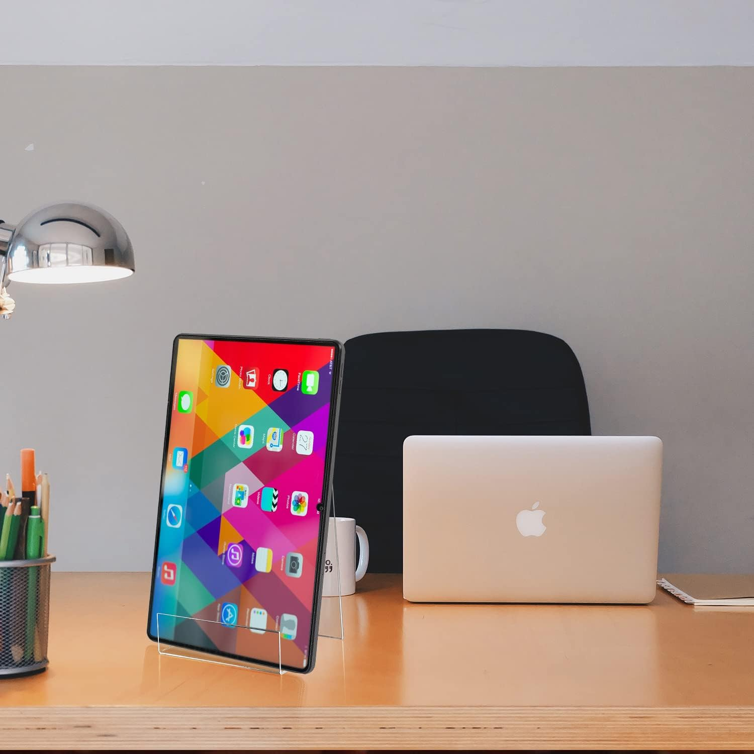 ZOEY Acrylic Book Stand with Ledge Clear Display Easels Plate - 5 Pack Small Book Holder Easel Stand for Books Display, Music Sheets, Artworks, CD, Tablet Holder (Small) image number 3