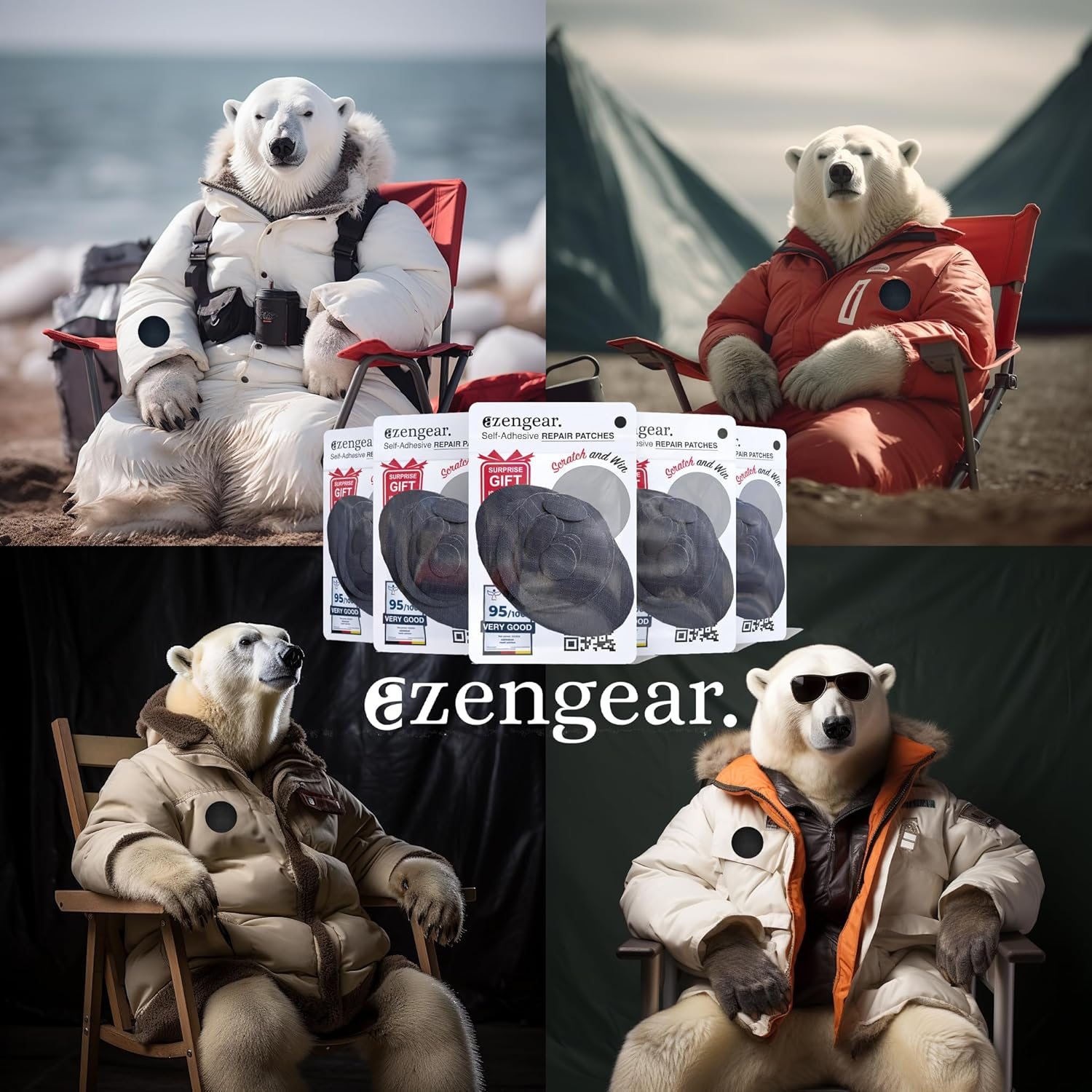 Azengear Repair Patches Waterproof, Self-Adhesive, Tear-Cold-Heat-Resistant Polyester Fabric to Fix down Jacket, Puffer, Snowsuit, Shoe, Tent, PVC, Clothing, Upholstery (11 Pcs, Black)