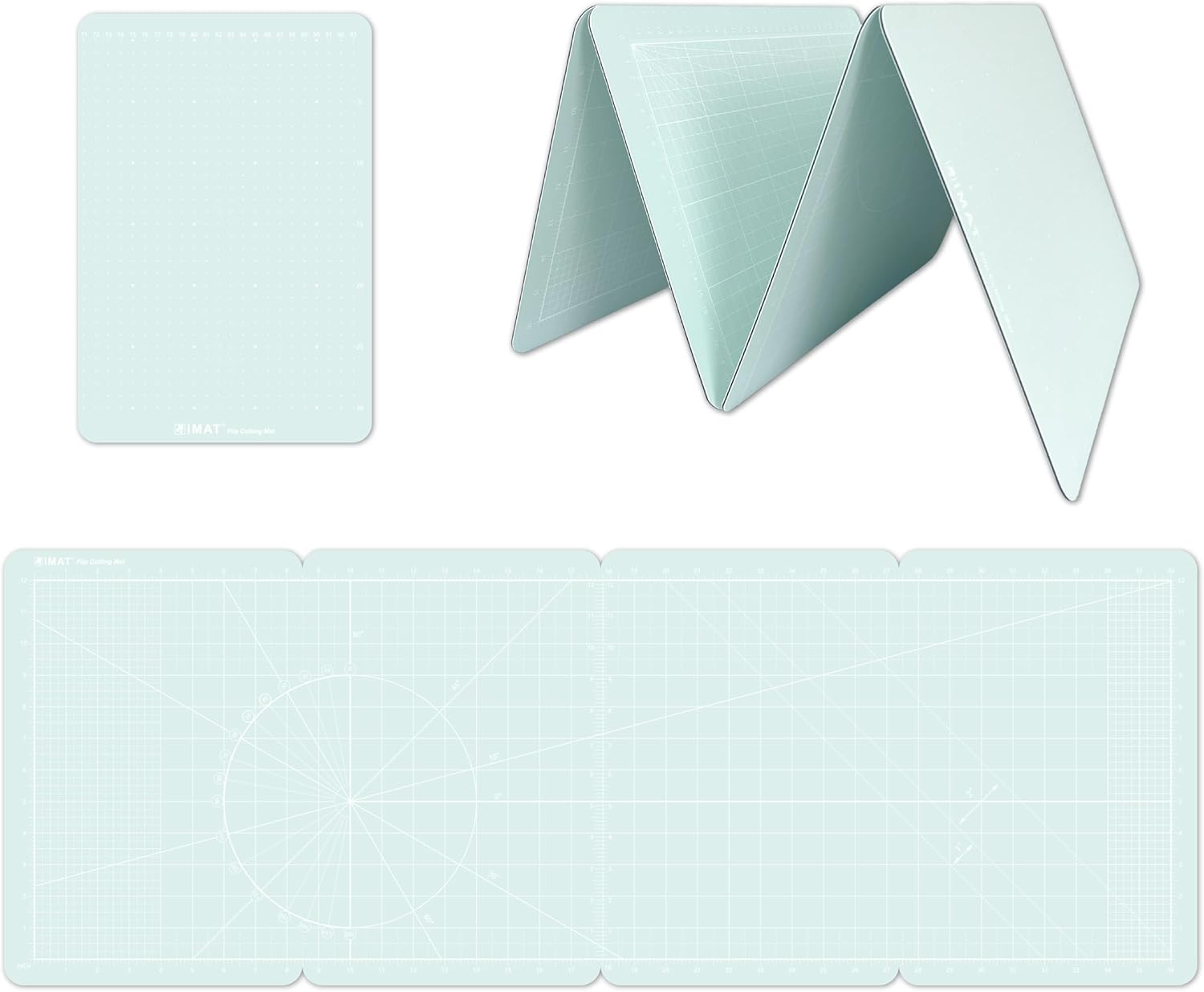 Imat Flip Cutting Mat M Type &ndash; Foldable to A4-Like Size (24&times;35 Cm), Expands to 96&times;35 Cm, Double-Sided (Inches/Cm Scale), Ideal for Craft Projects (Rose Pink)