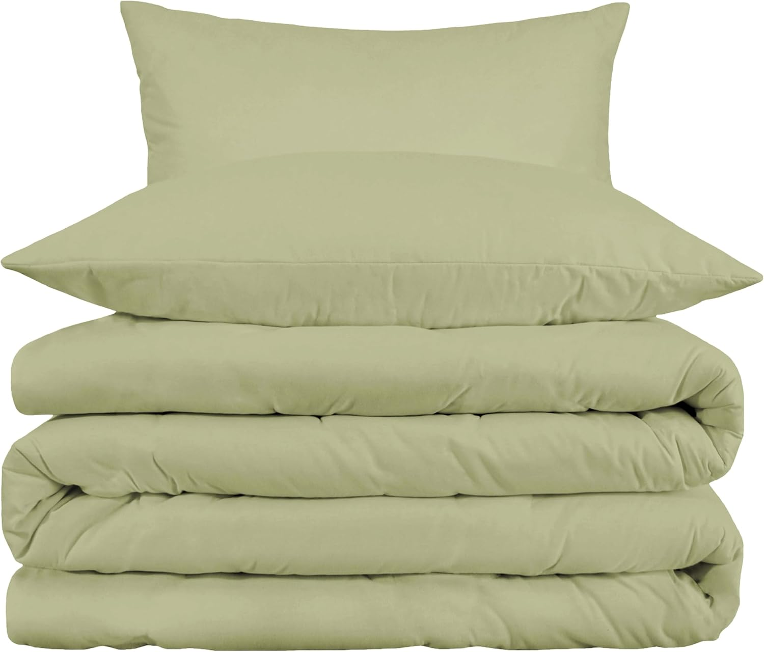Superior 1000 Thread Count Lyocell Blend Duvet Cover Set, Bed Covers, Includes 1 Duvet Cover with Button Closure, 1 Pillow Sham, Oversized, Neutral Bedding, Twin, Sage image number 3