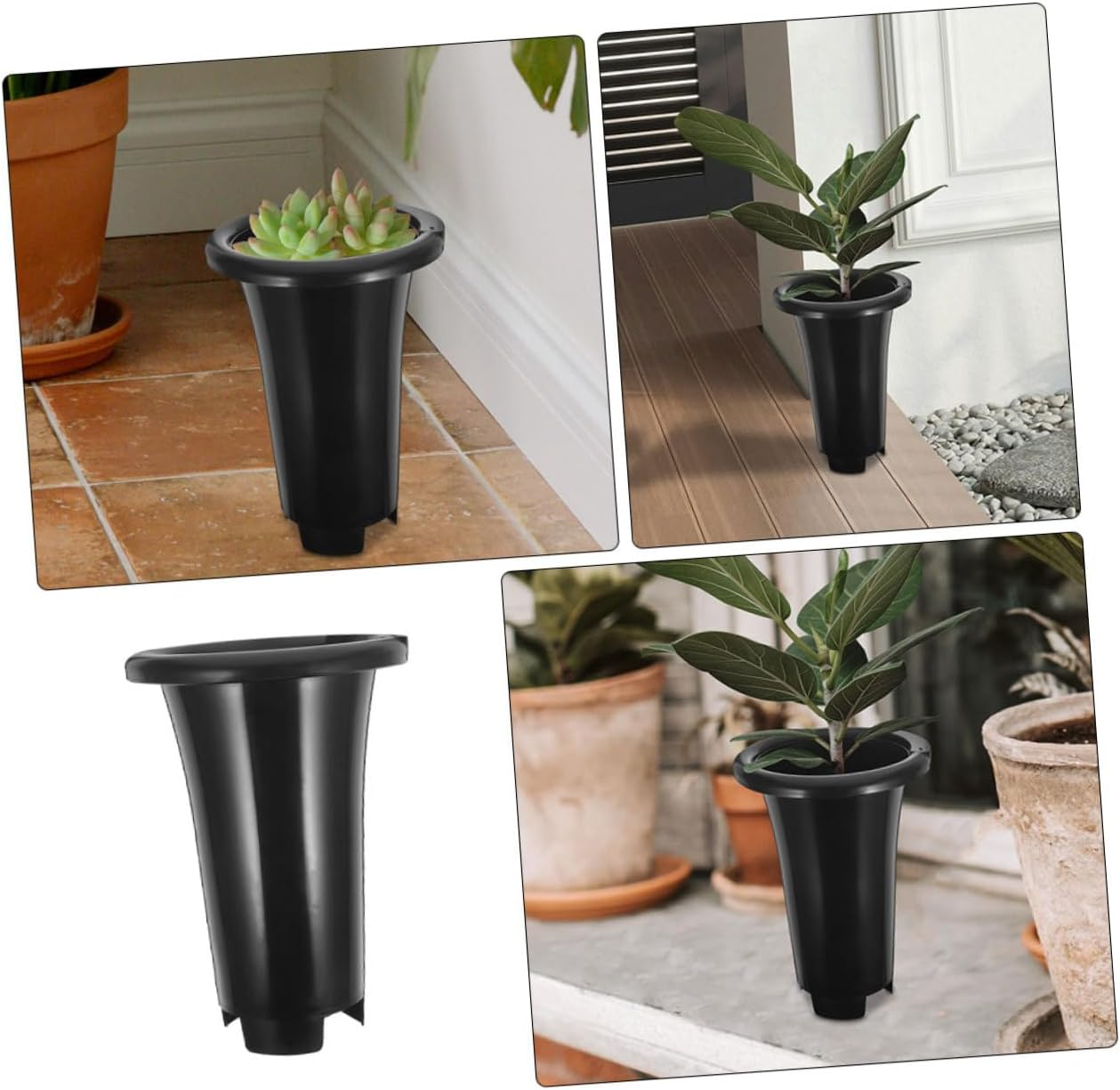 10Pcs Black Plastic Nursery Pots Thickened Large Plant Propagator Pots for Orchids Indoor Outdoor Gardening image number 6