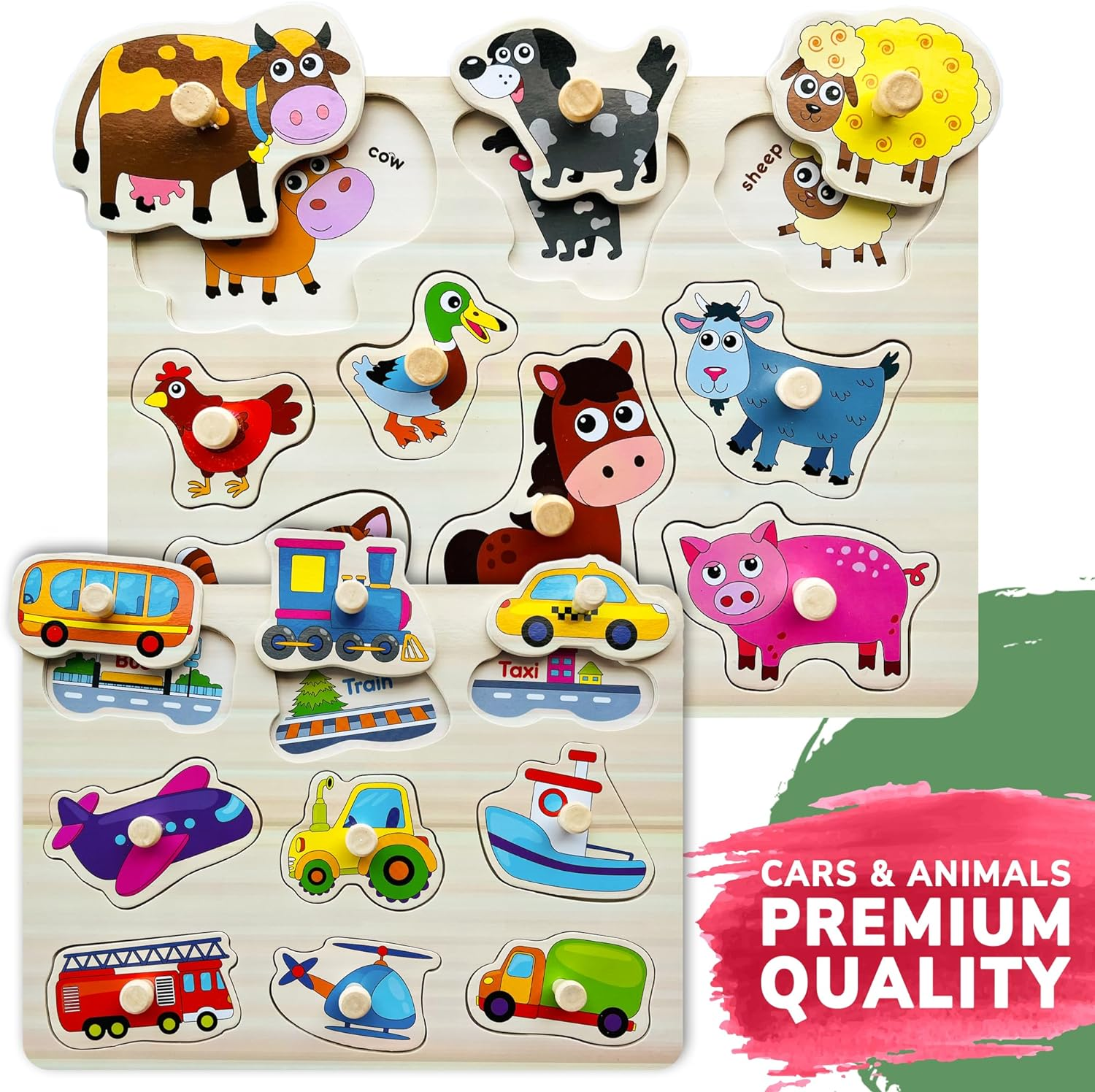 QUOKKA Wooden Puzzles for Toddlers 1-3 - 6 Alphabet Toddler Puzzles 3-5 Years Old with Rack - Gift ABC Educational Toys for Boys and Girls - Wood Games for Children'S Learning 2-4 image number 3