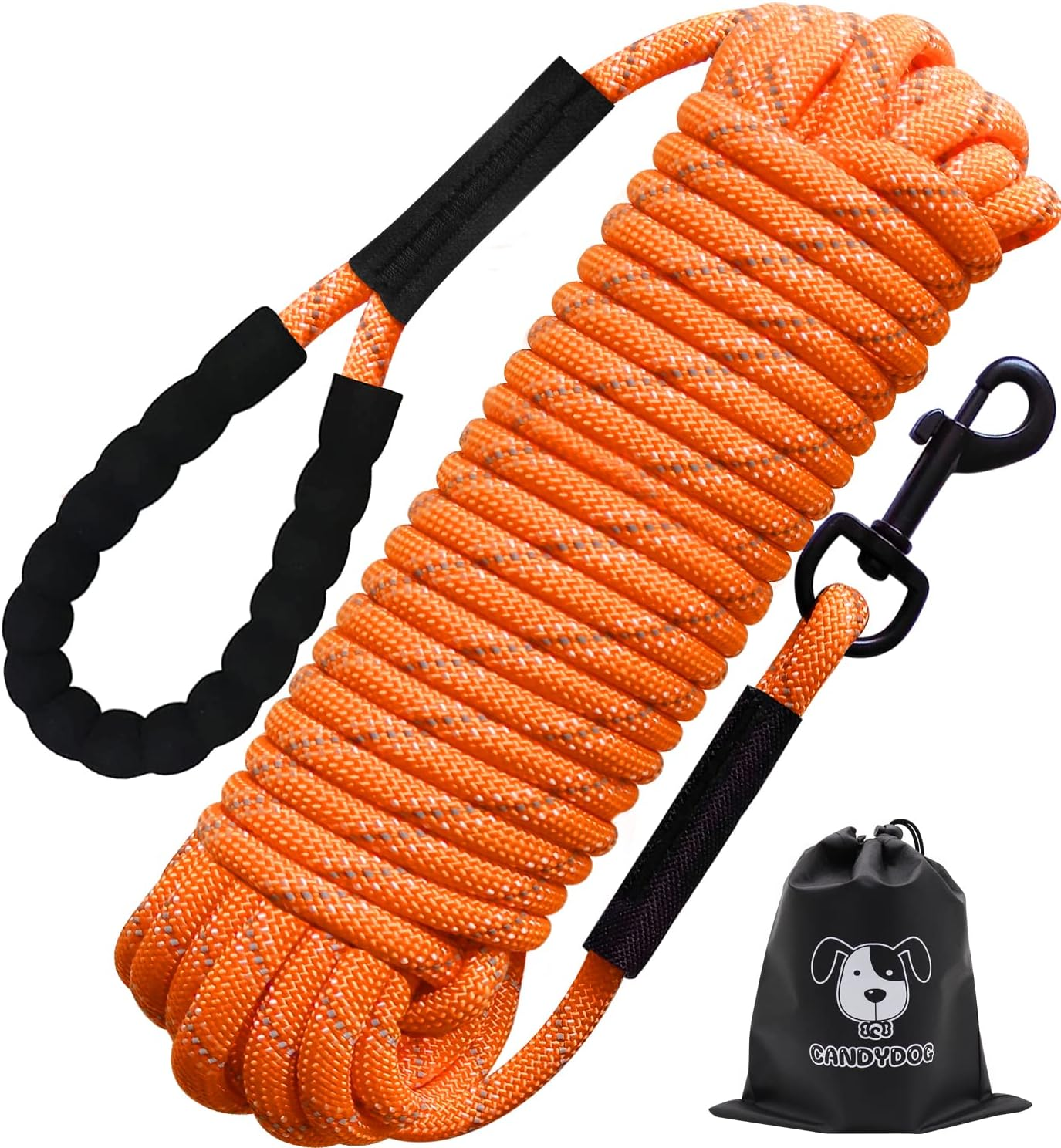 CANDYDOG Training Lead for Dogs, 20M Reflective Orange, Suitable for Small to Large Dogs