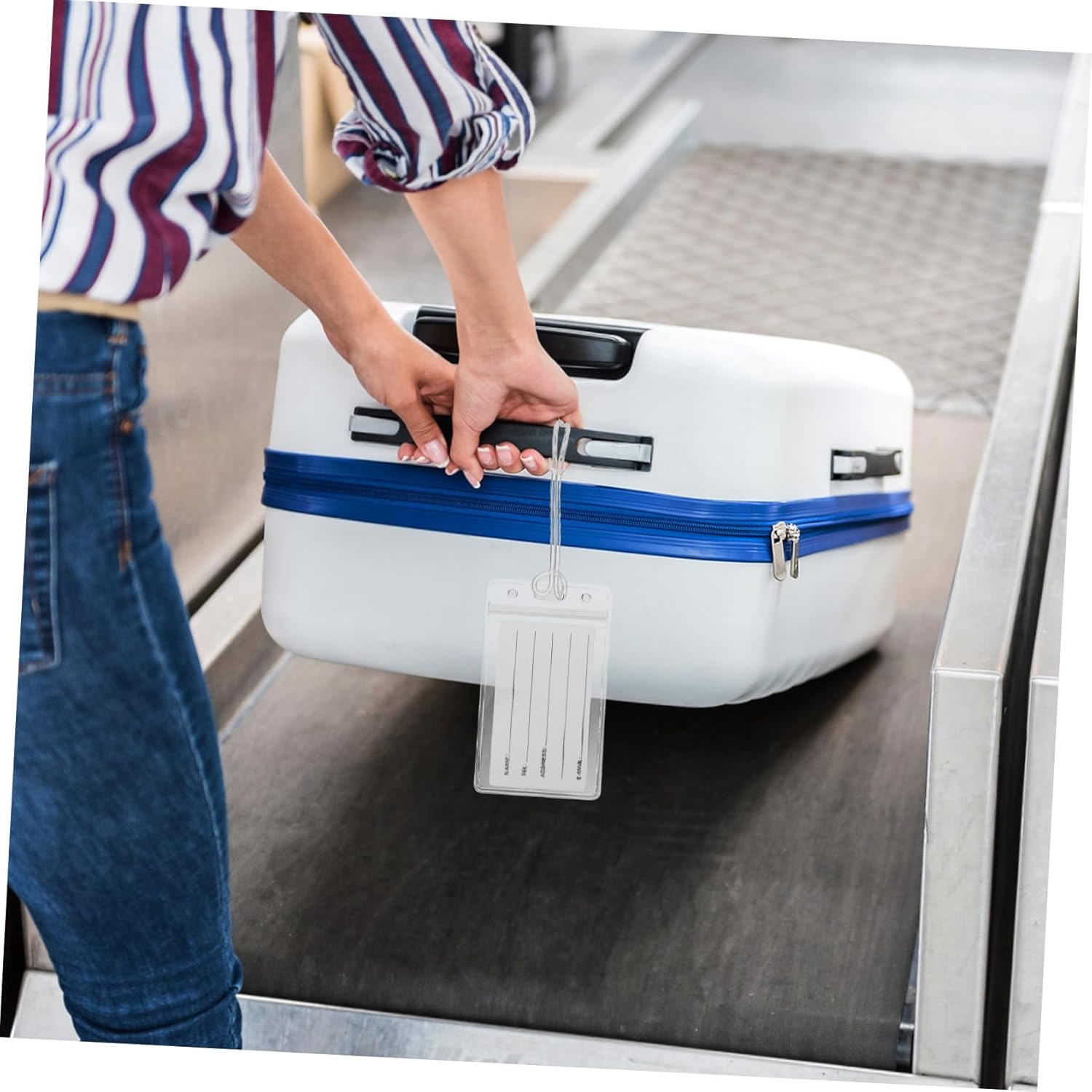 HORIALENCE Clear Luggage Tags with Loops Reusable Transparent Travel Suitcase Label Holders Vertical Id Card Sleeves for Bag Identification and Protection image number 5