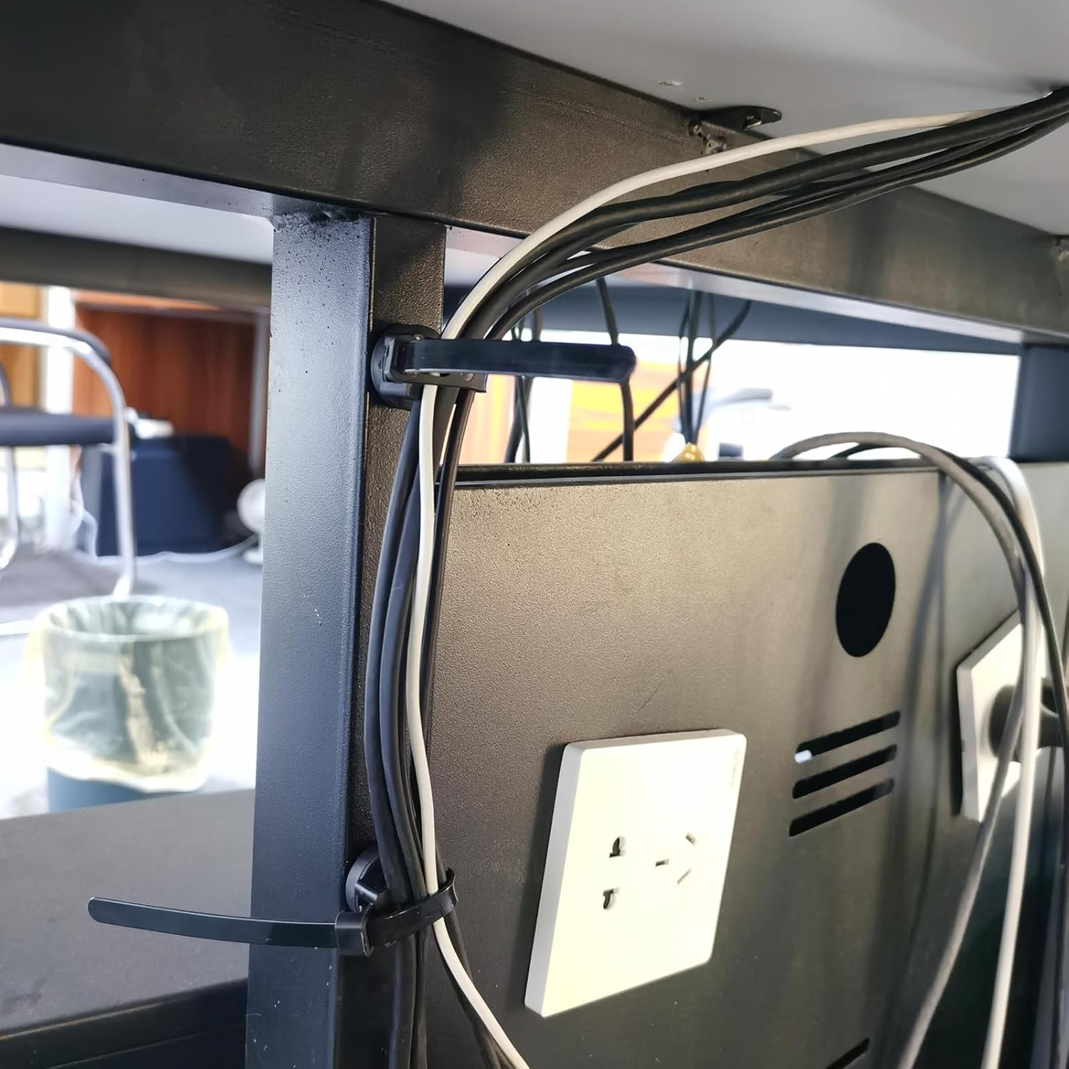 15Pcs Magnetic Cable Zip Tie Base, Wire Cable Holder, Cable Ties Mount Wire Clips, Cable Management Base Organization, Multipurpose for Cable Wire Holder Clip (Black) - Black image number 4