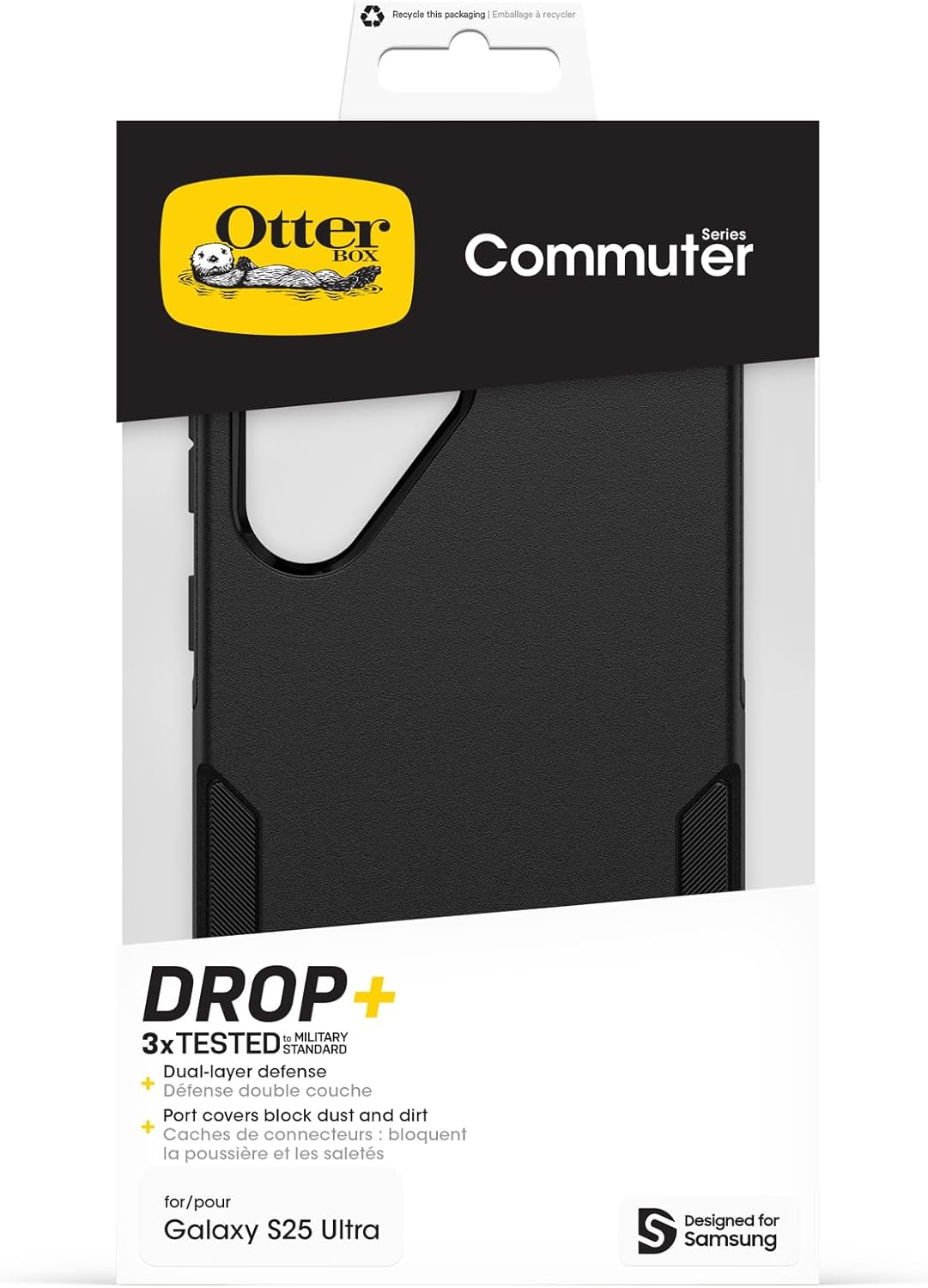Otterbox Commuter Case for Samsung Galaxy S25 Ultra, Shockproof, Drop Proof, Rugged, Protective Case, 3X Tested to Military Standard, Black image number 3