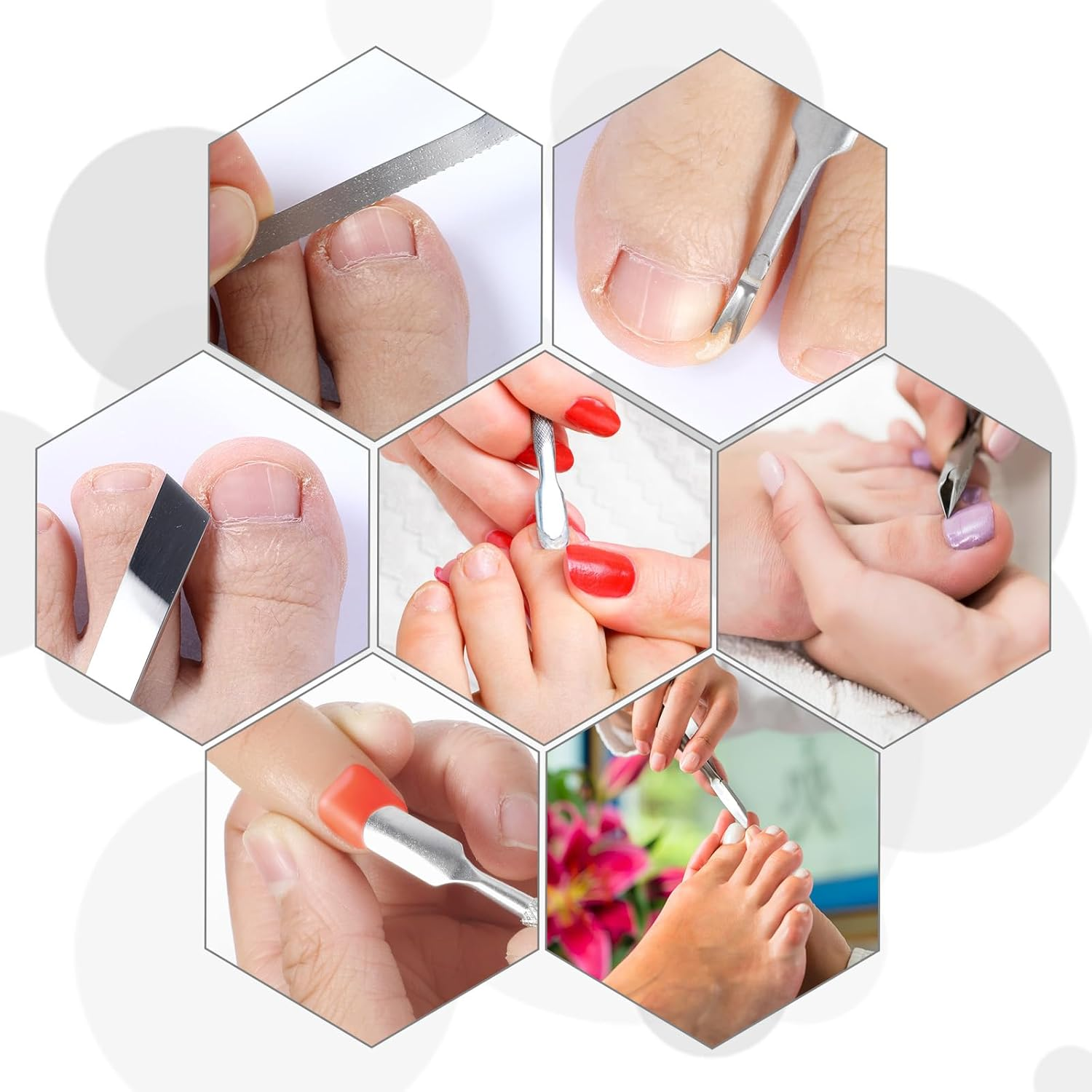 7 Pack Ingrown Toenail Removal Kit, Stainless Steel Ingrown Toenail Treatment Tool, Professional Ingrown Toenail File and Ingrown Toenail Lifters, Nail Pedicure Tool Kit under Nail Cleaner Tools image number 1