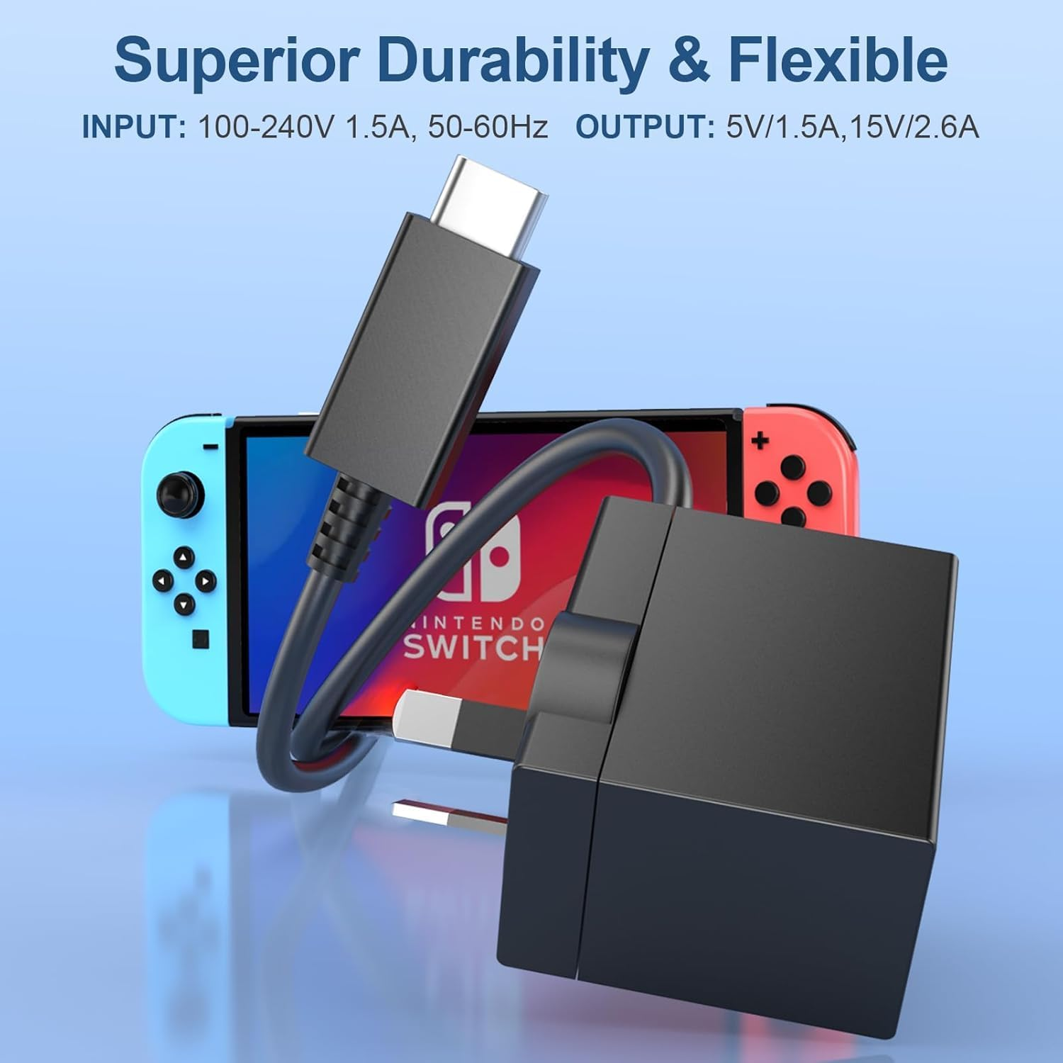 YSSTKFD Switch Charger 45W USB C Fast Charging with 1.5M Cord, AC Adapter Compatible with Nintendo Switch Lite/Switch Oled/Steam Deck/Playstation Portal (Australian Plug) image number 4